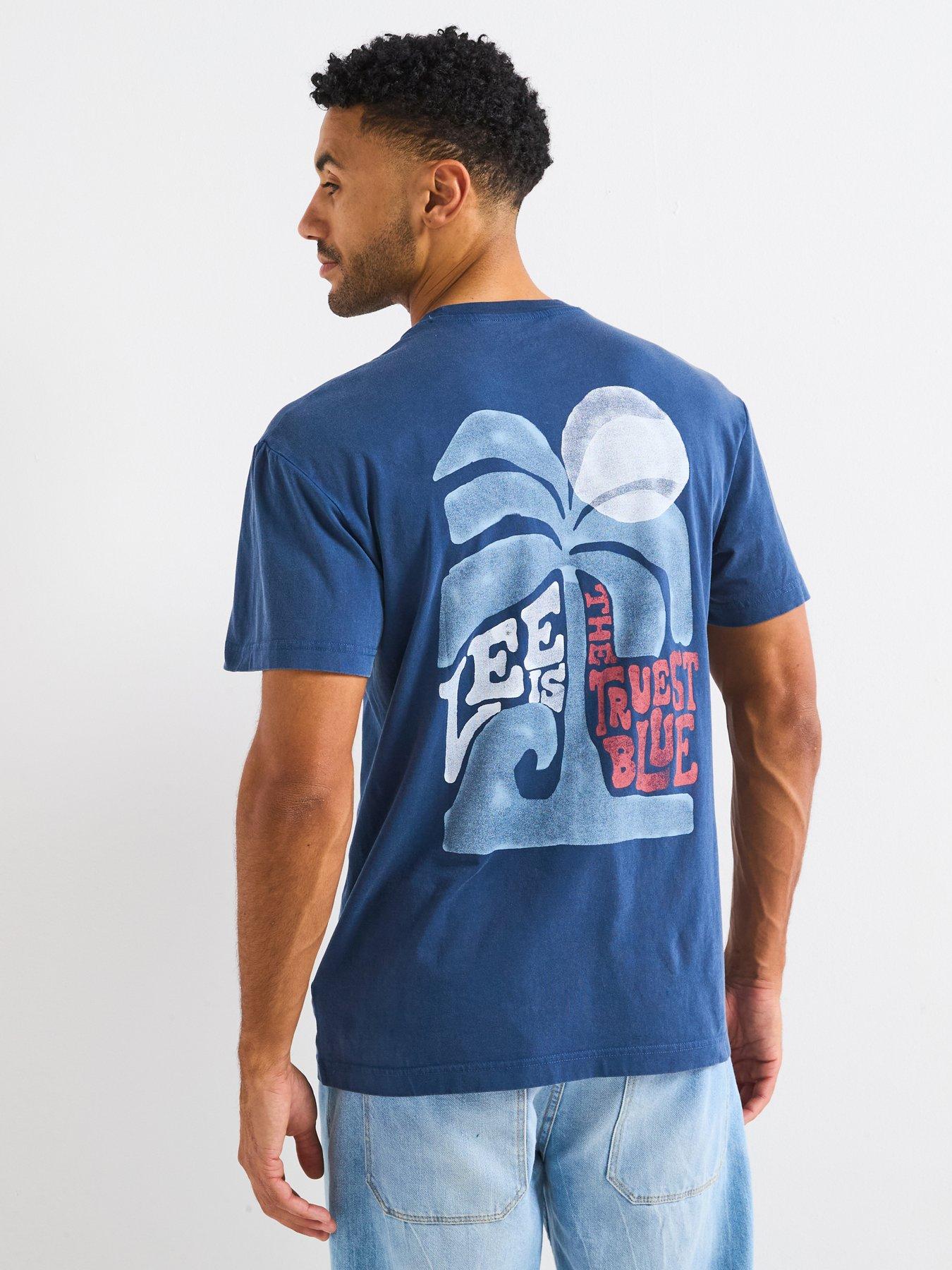 undefined Short Sleeve Relaxed Graphic Back Print T-Shirt- Blue