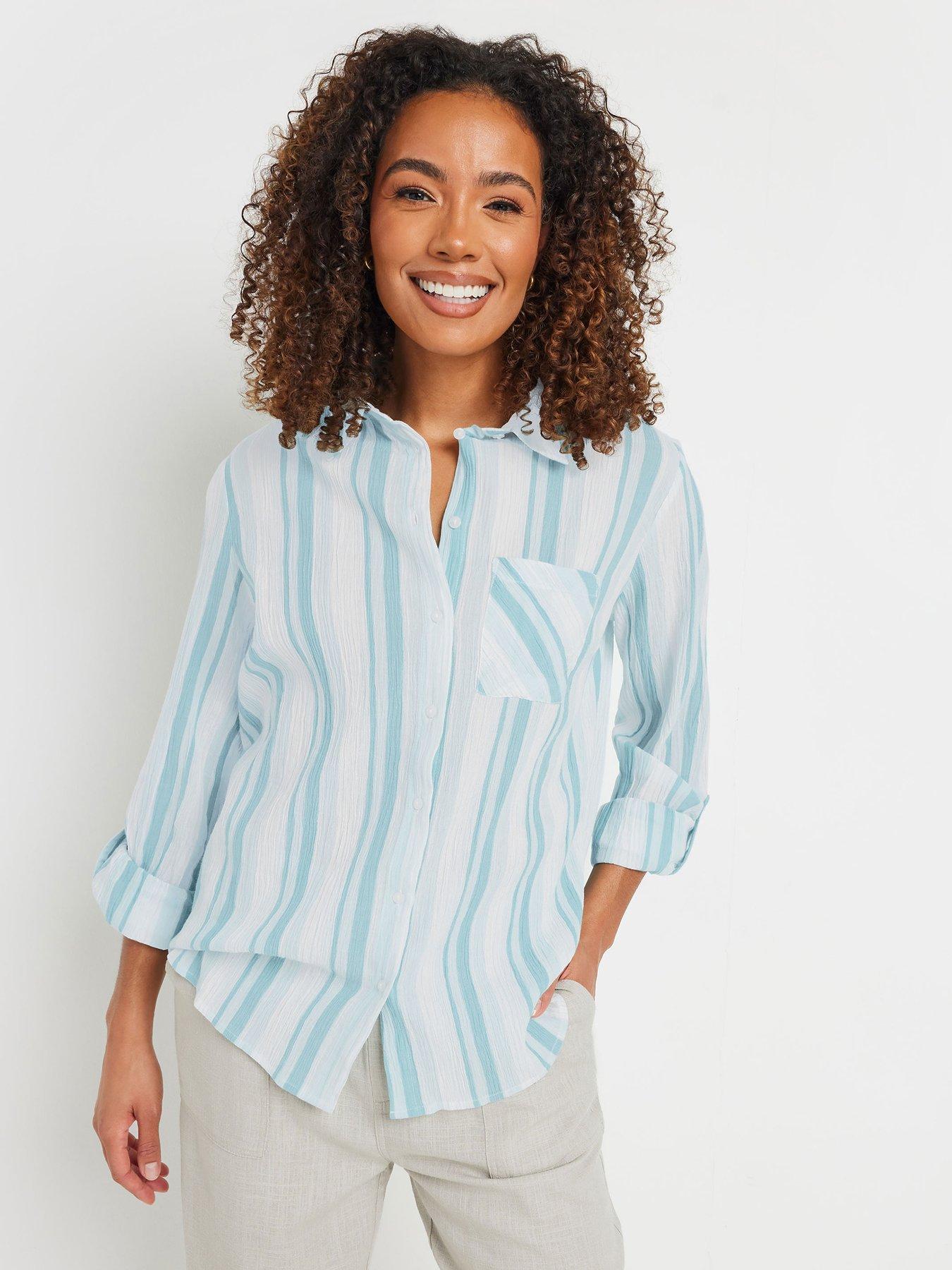 Image of M&Co Stripe Crepe Shirt - Black