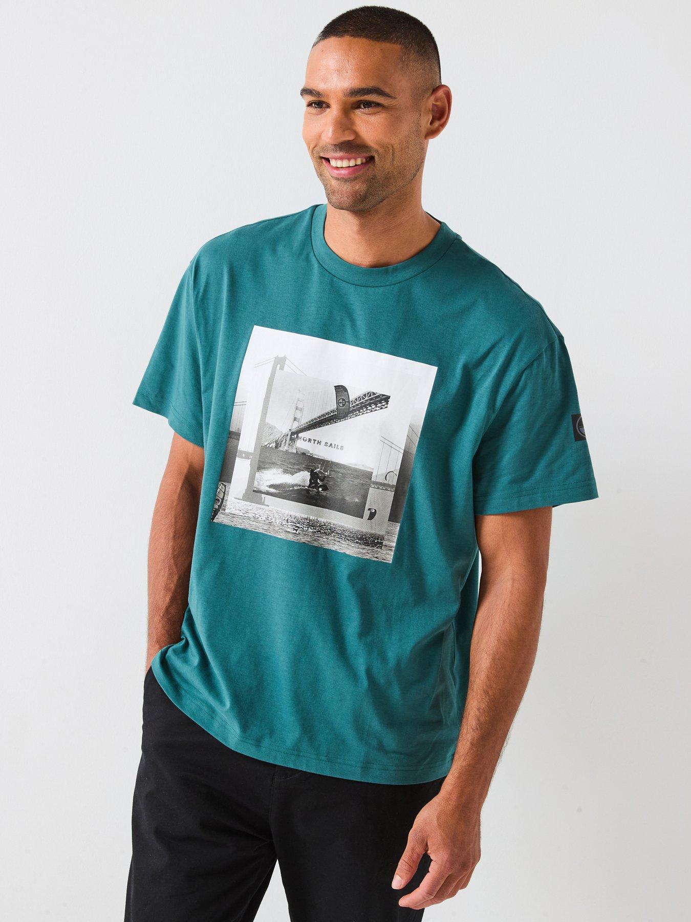 North Sails Photo Print Crew Neck T-Shirt - Dark Aqua