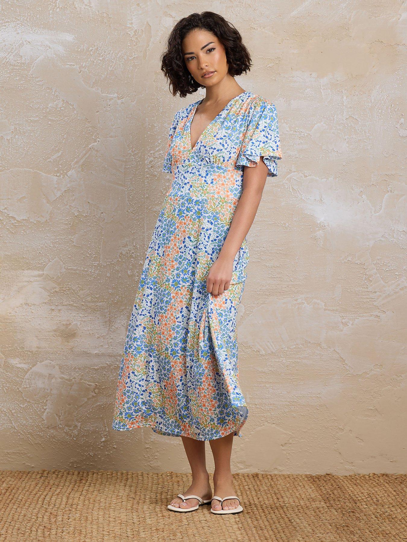 undefined Petite Patchwork Floral Midi Dress