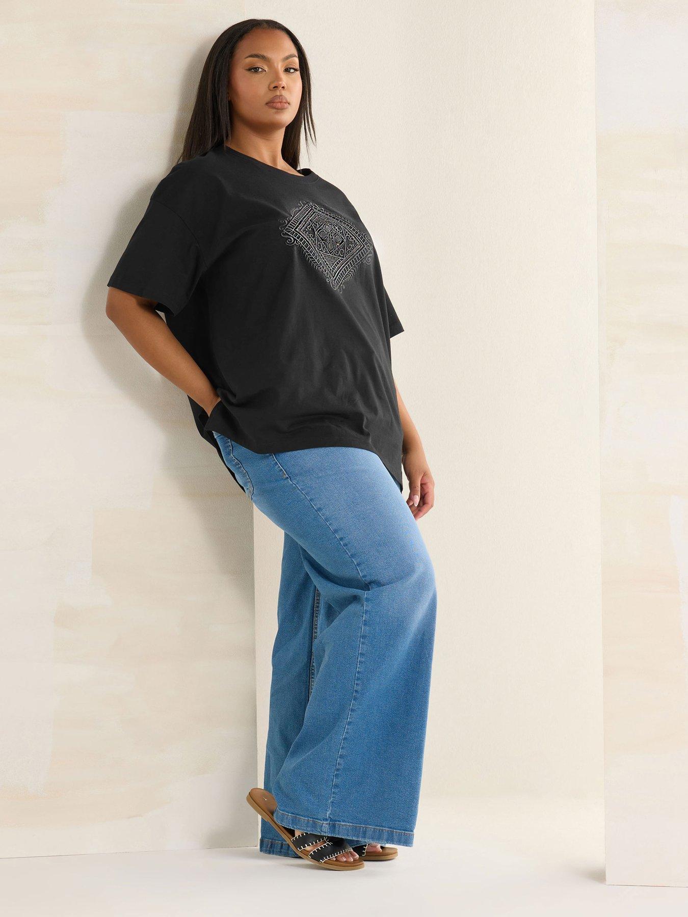 Image 3 of 4 of Yours Curve Western Boho Diamond Top - Black