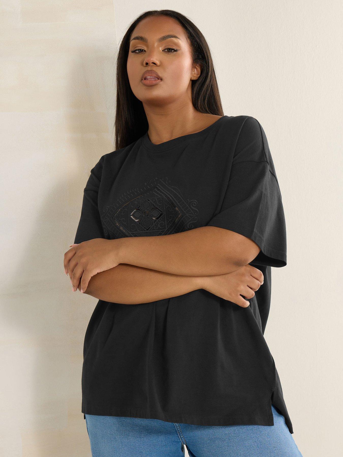 Image 4 of 4 of Yours Curve Western Boho Diamond Top - Black