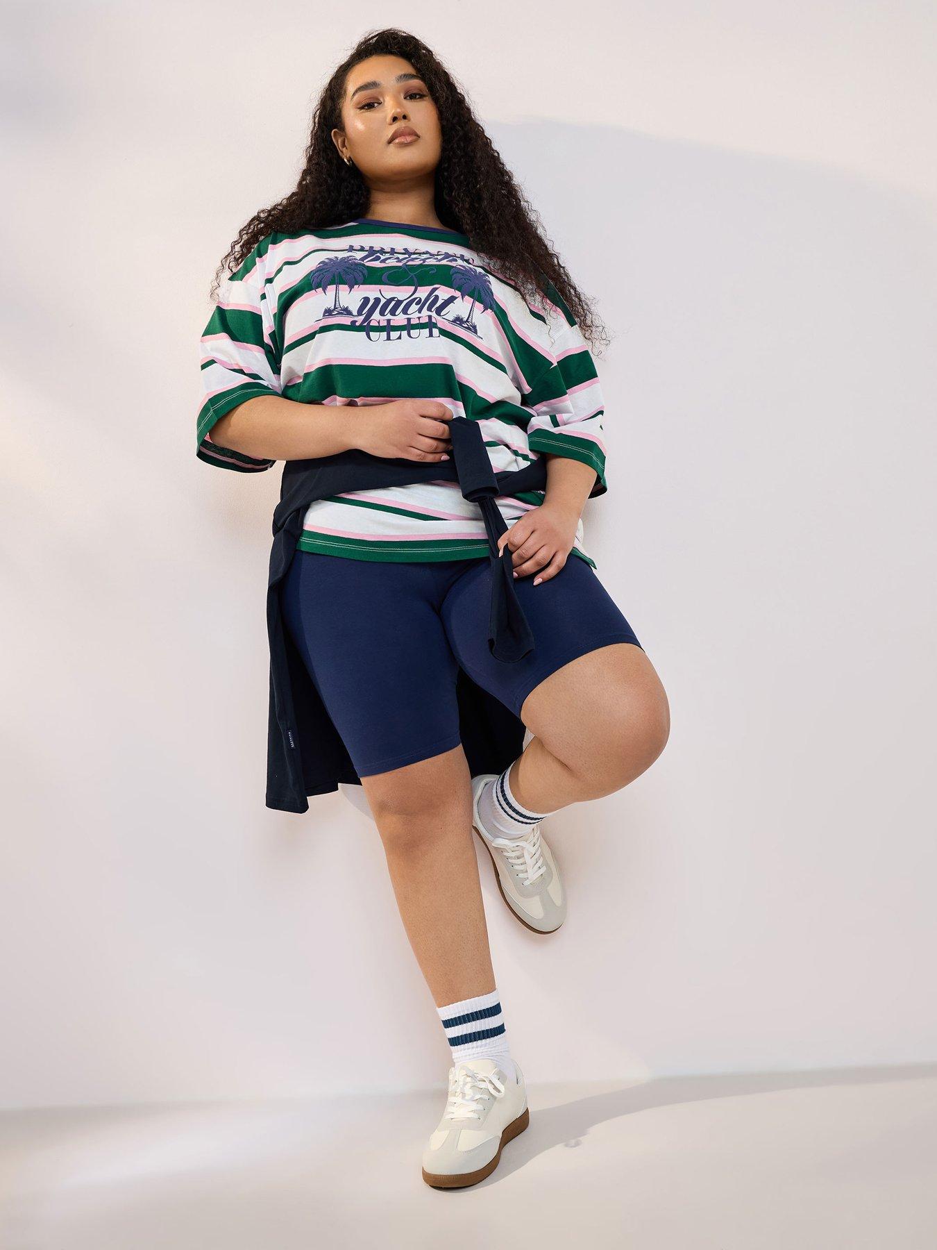yours-curve-contrast-neck-stripe-beach-top-greenback