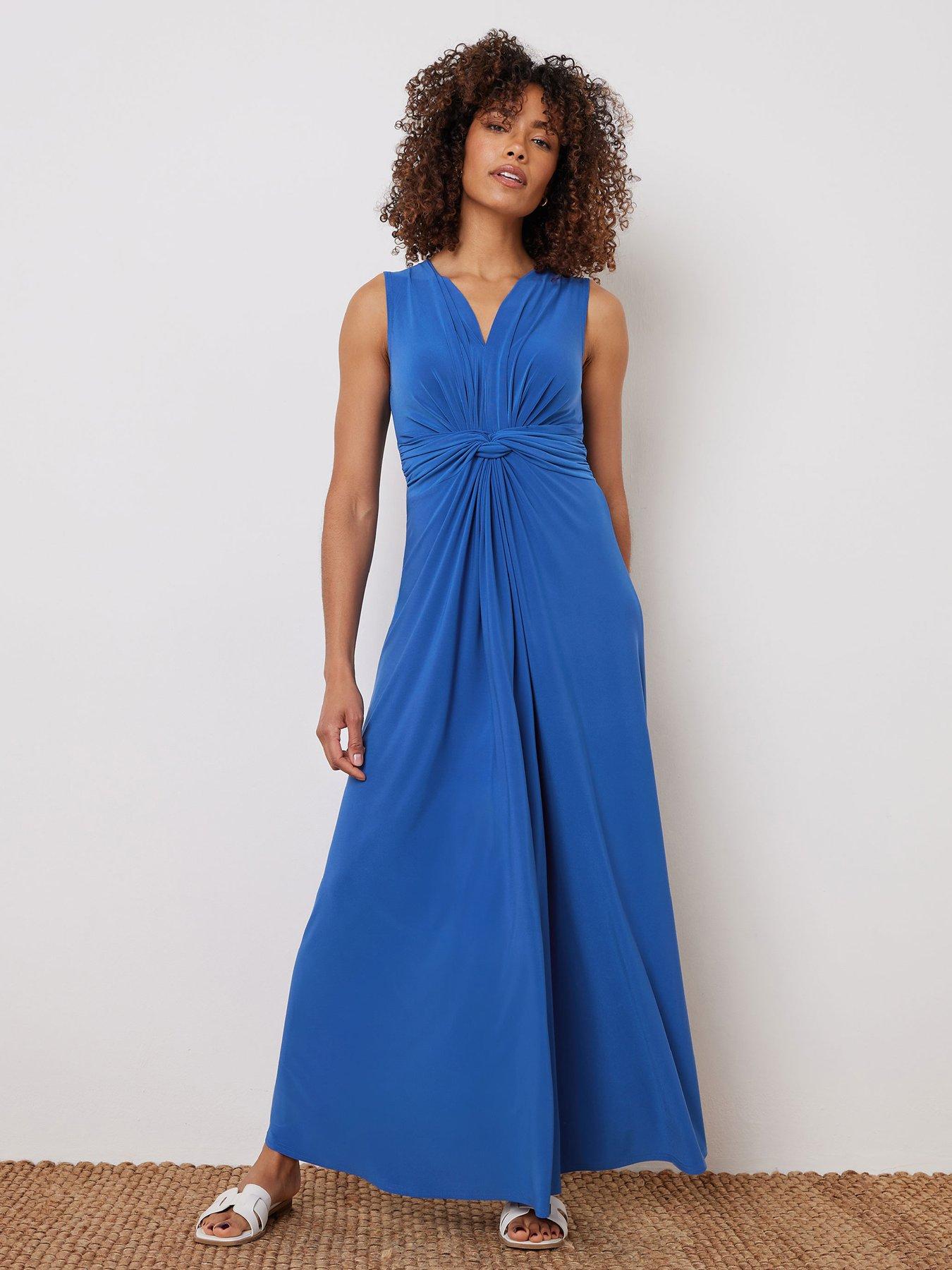 Image of M&Co Twist Front Sleeveless Maxi - Blue