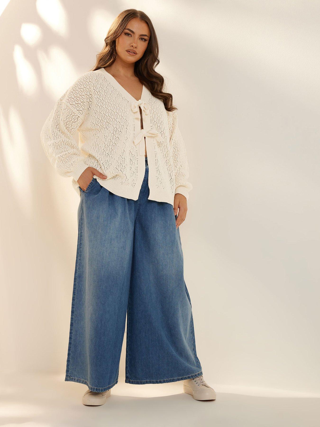 yours-curve-pointelle-double-tie-cardigan-blueback