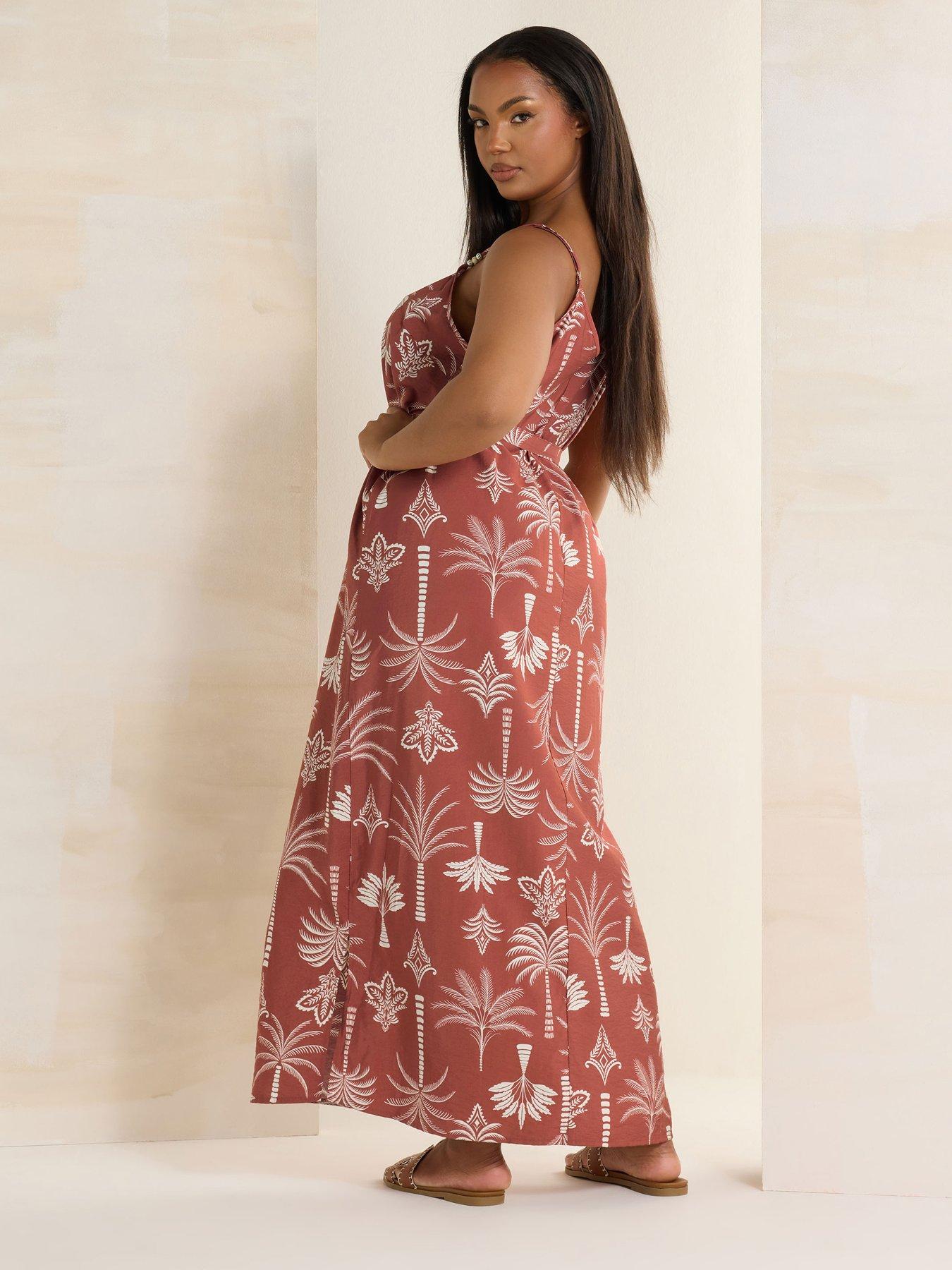Image 2 of 4 of Yours Curve Beaded Cami Dress - Pink
