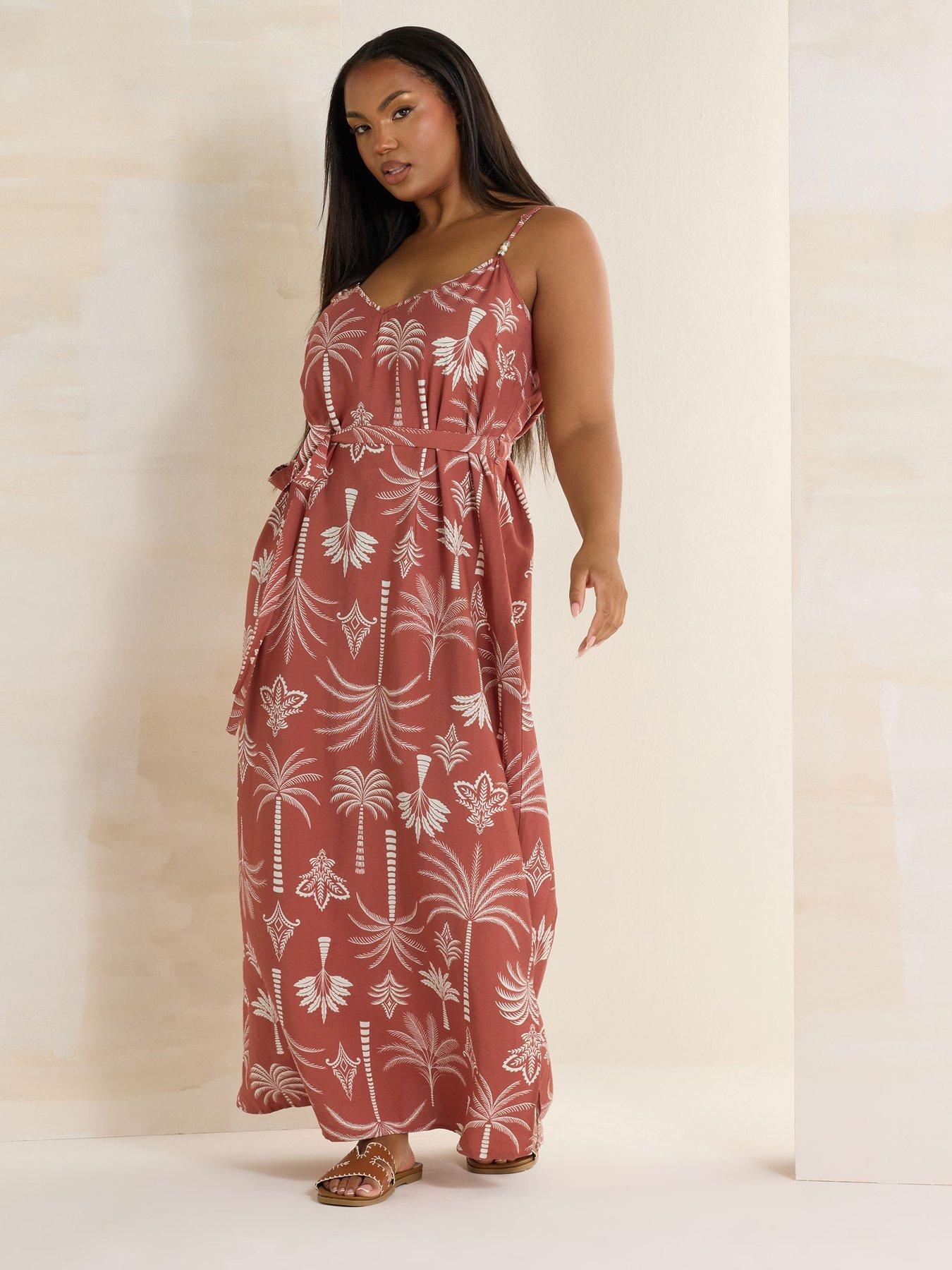 Image 3 of 4 of Yours Curve Beaded Cami Dress - Pink