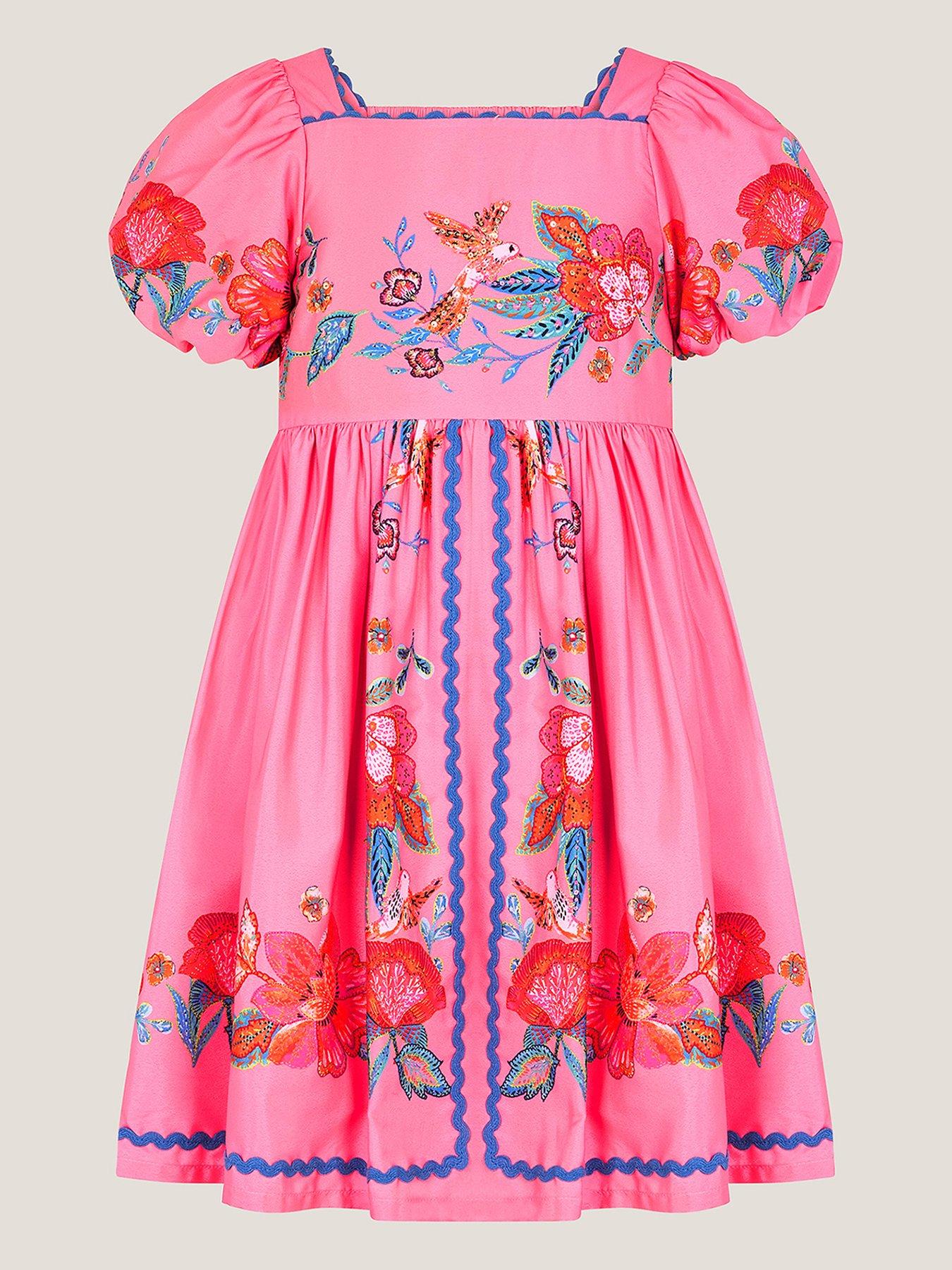 Image of Monsoon Girls Aurelia Placement Frill Dress - Pink