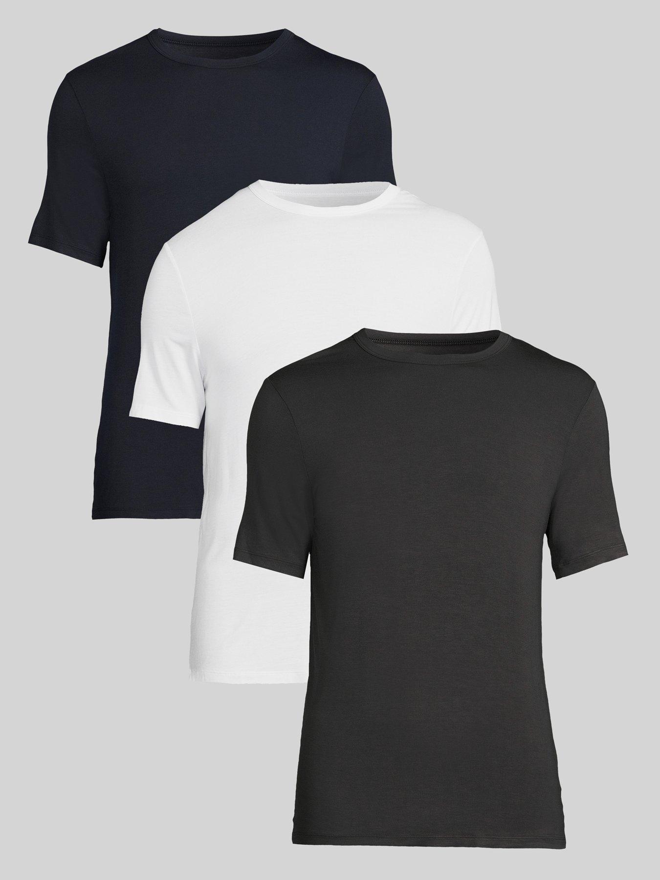 undefined 3 Pack Bamboo Loungewear Slim Fit T-Shirts - Assorted
