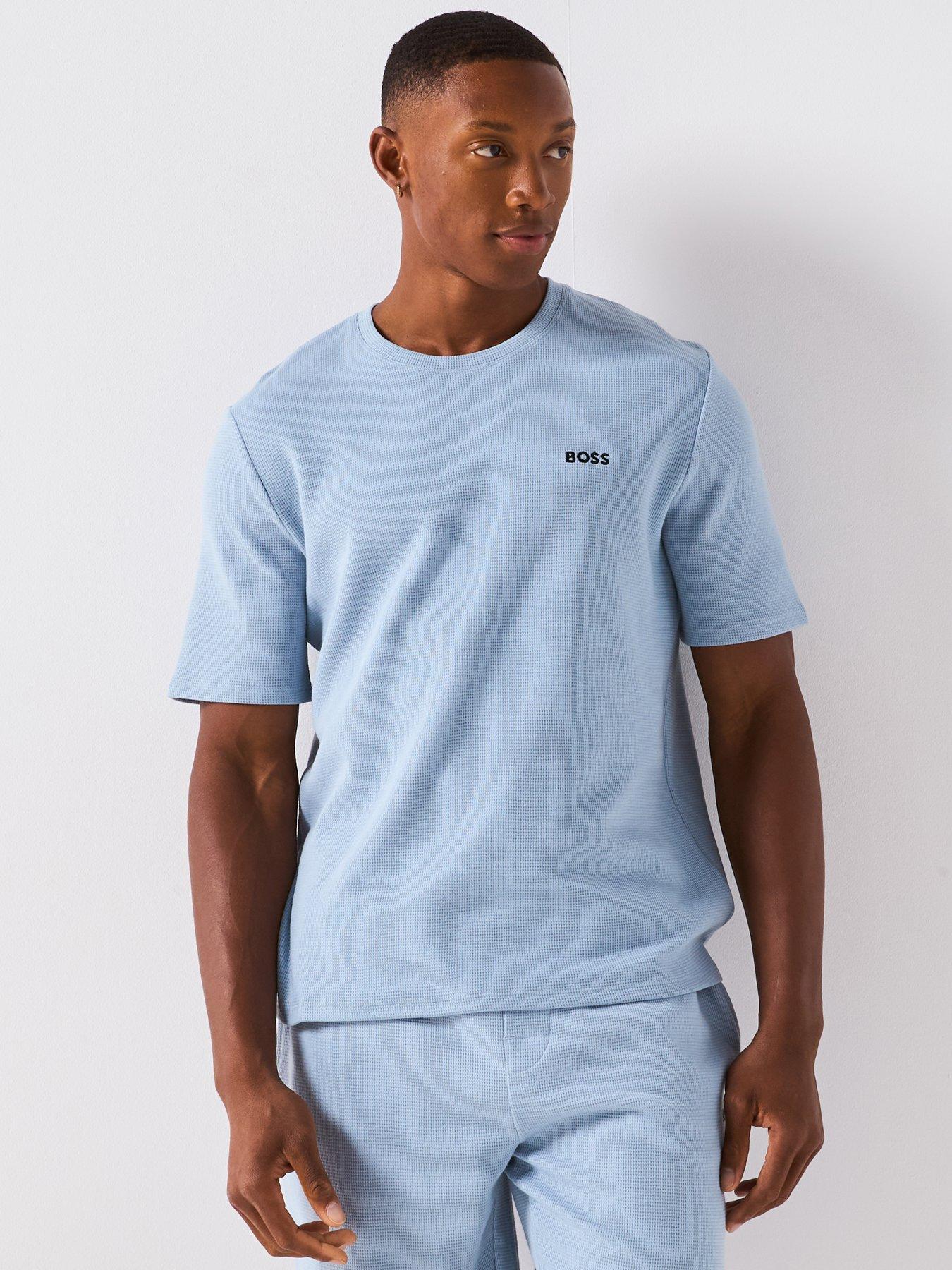 undefined Regular Fit Waffle Loungewear T-Shirt - Light Blue