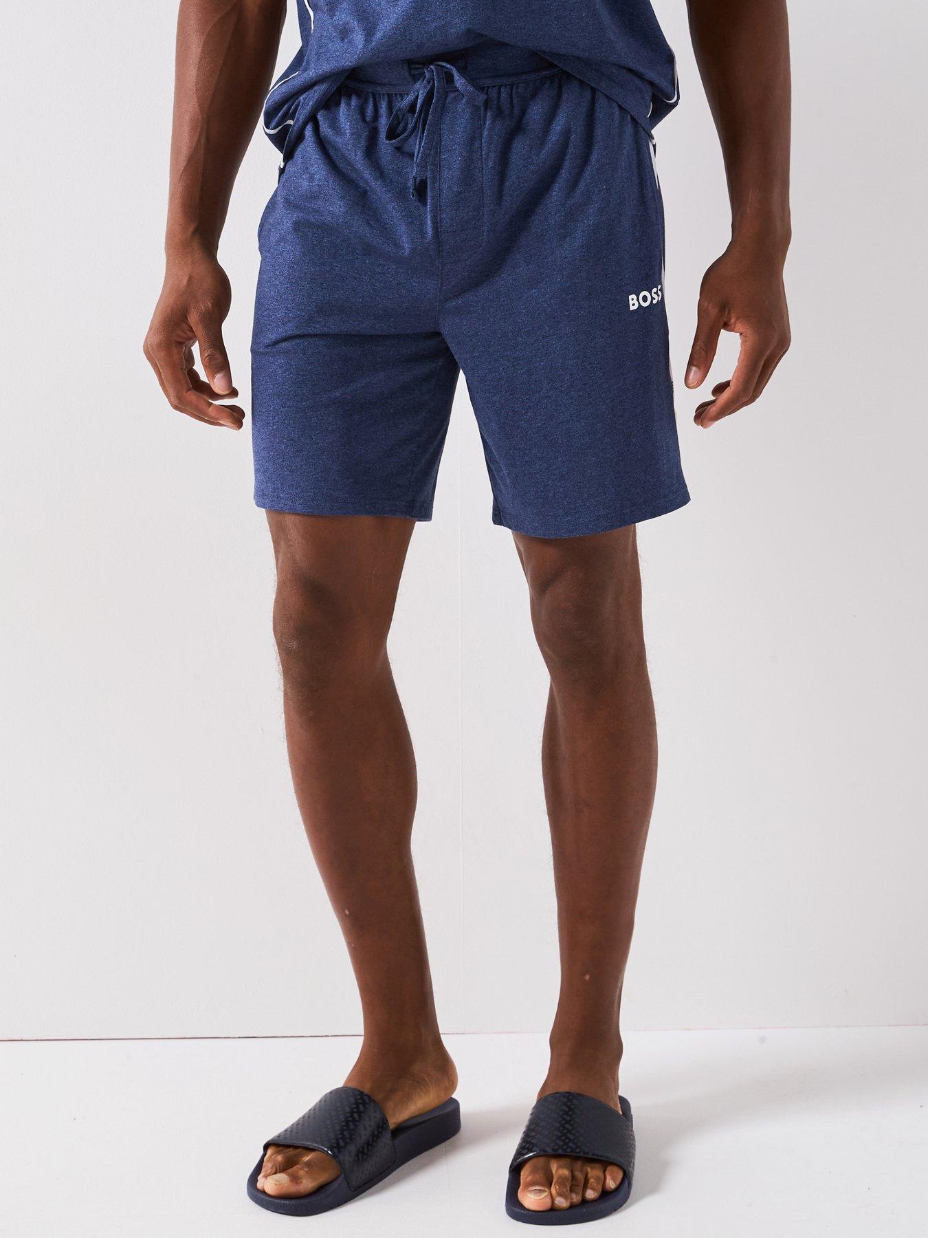BOSS Rise Tape Logo Loungewear Shorts - Navy