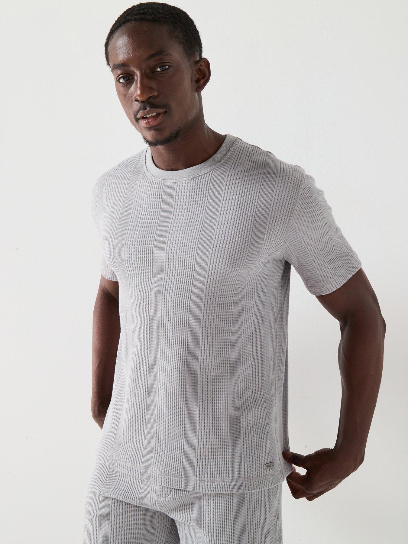 BOSS Structure Loungewear Waffle T-Shirt - Light Grey