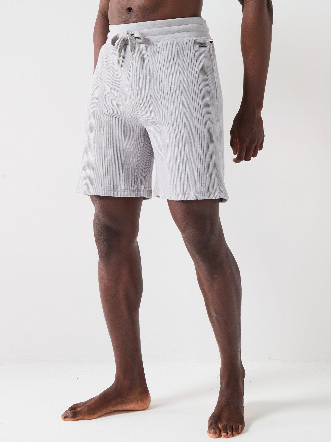 BOSS Structure Loungewear Waffle Shorts - Light Grey