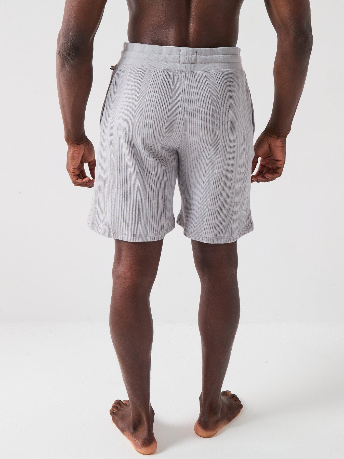 Image 2 of 4 of BOSS Structure Loungewear Waffle Shorts - Light Grey