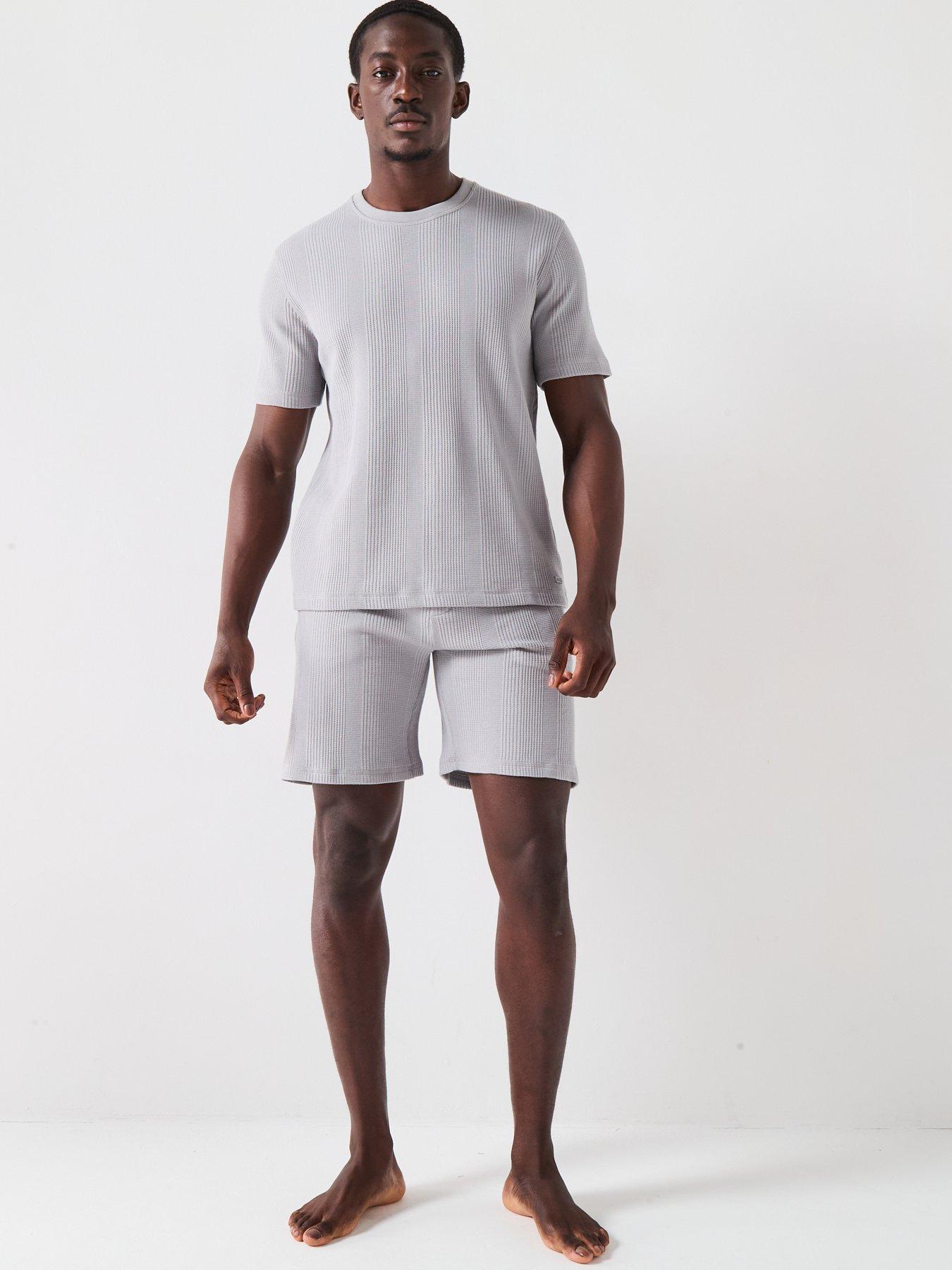 Image 3 of 4 of BOSS Structure Loungewear Waffle Shorts - Light Grey