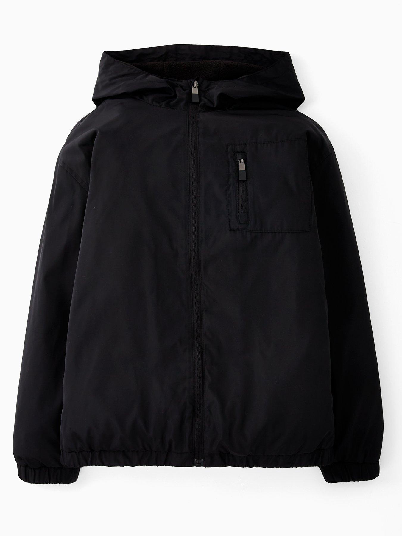 V by Very Boys Sporty Zip Up Hooded Jacket - Black
