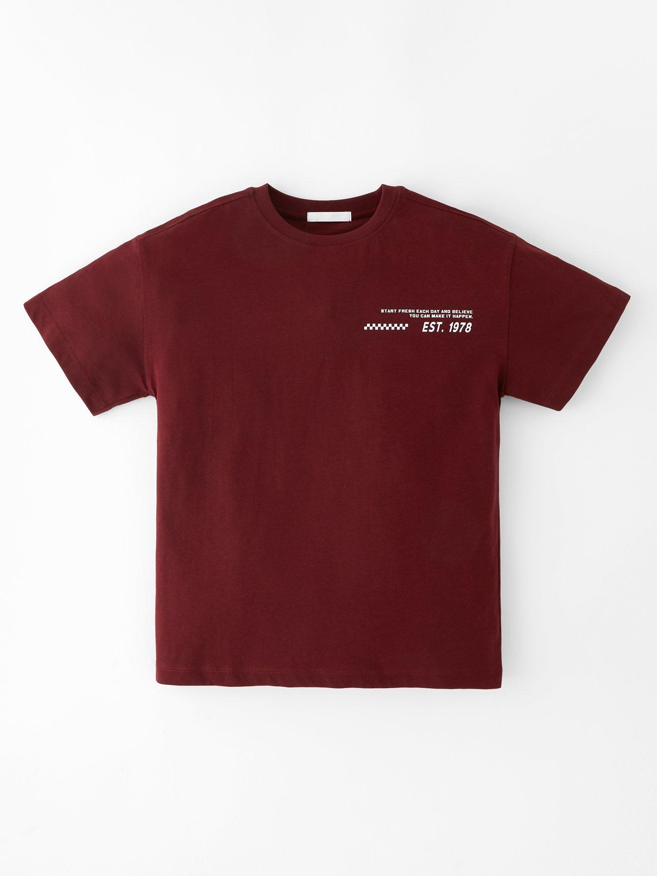 V by Very Boys Short Sleeve Pocket Detail T-Shirt - Dark Burgundy