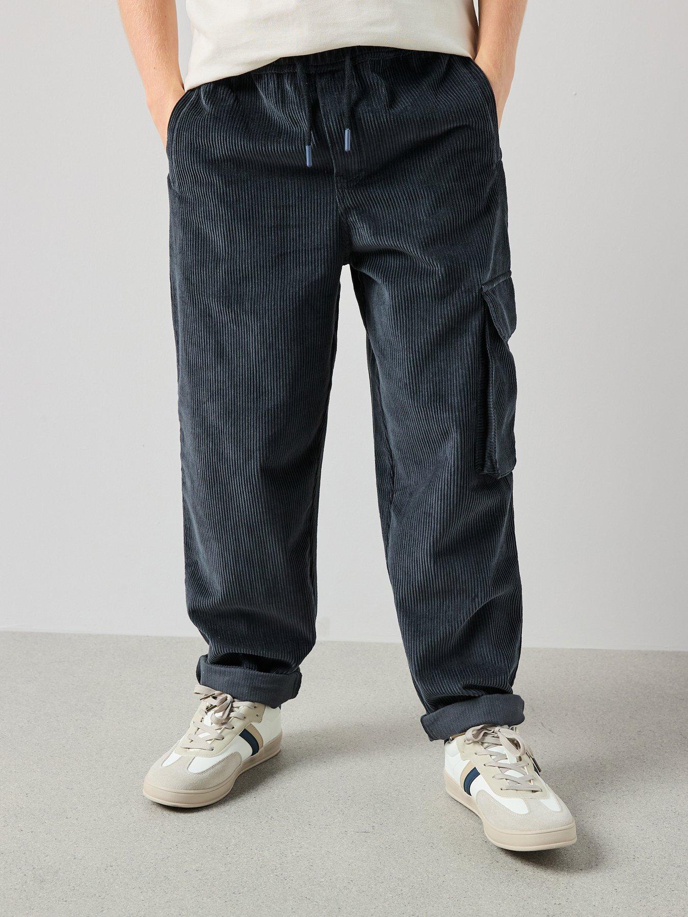 the-very-collection-boys-cord-wide-leg-cargo-trousers-charcoal-greyfront