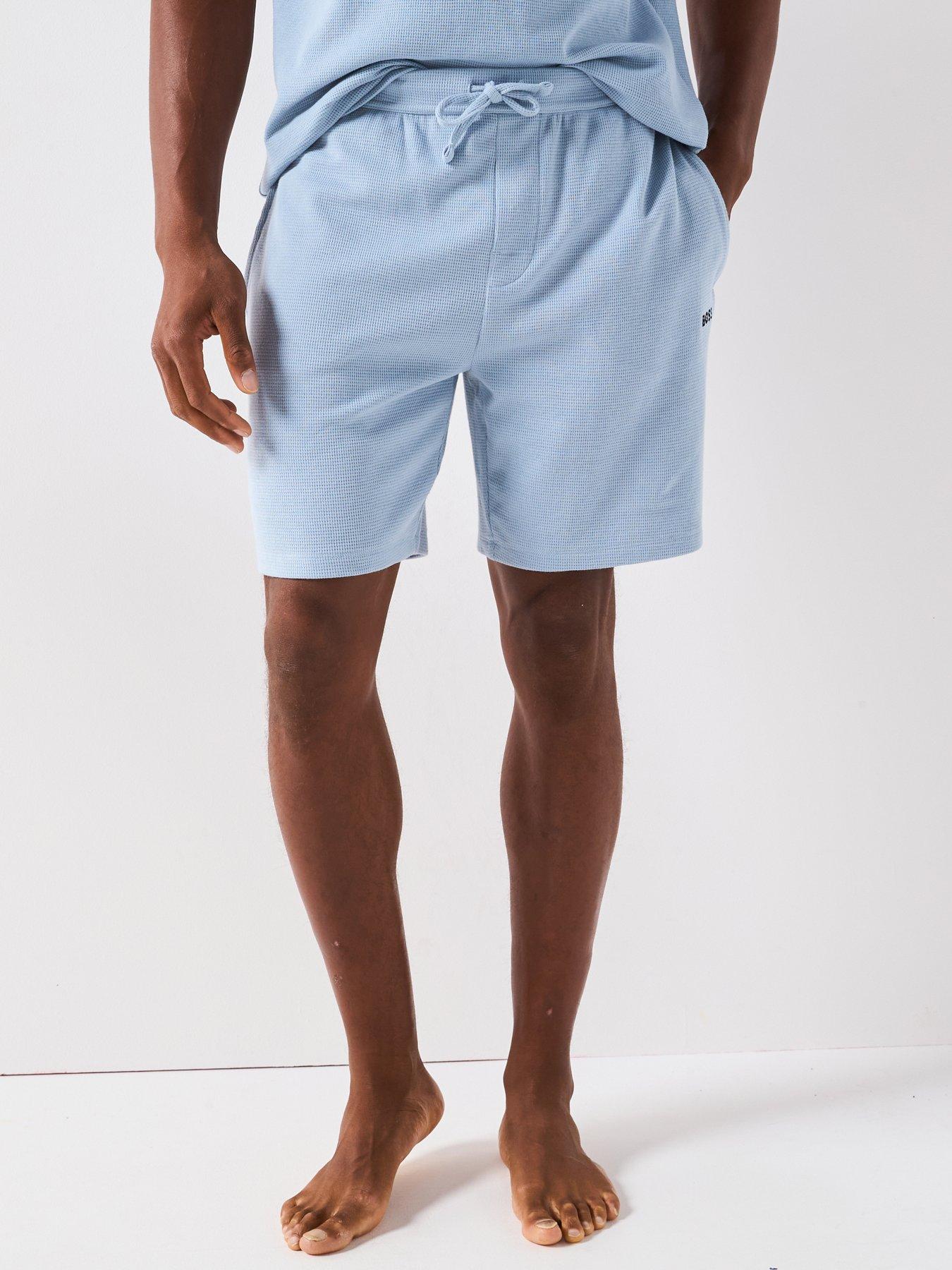 Image 1 of 6 of BOSS Waffle Loungewear Shorts - Light Blue