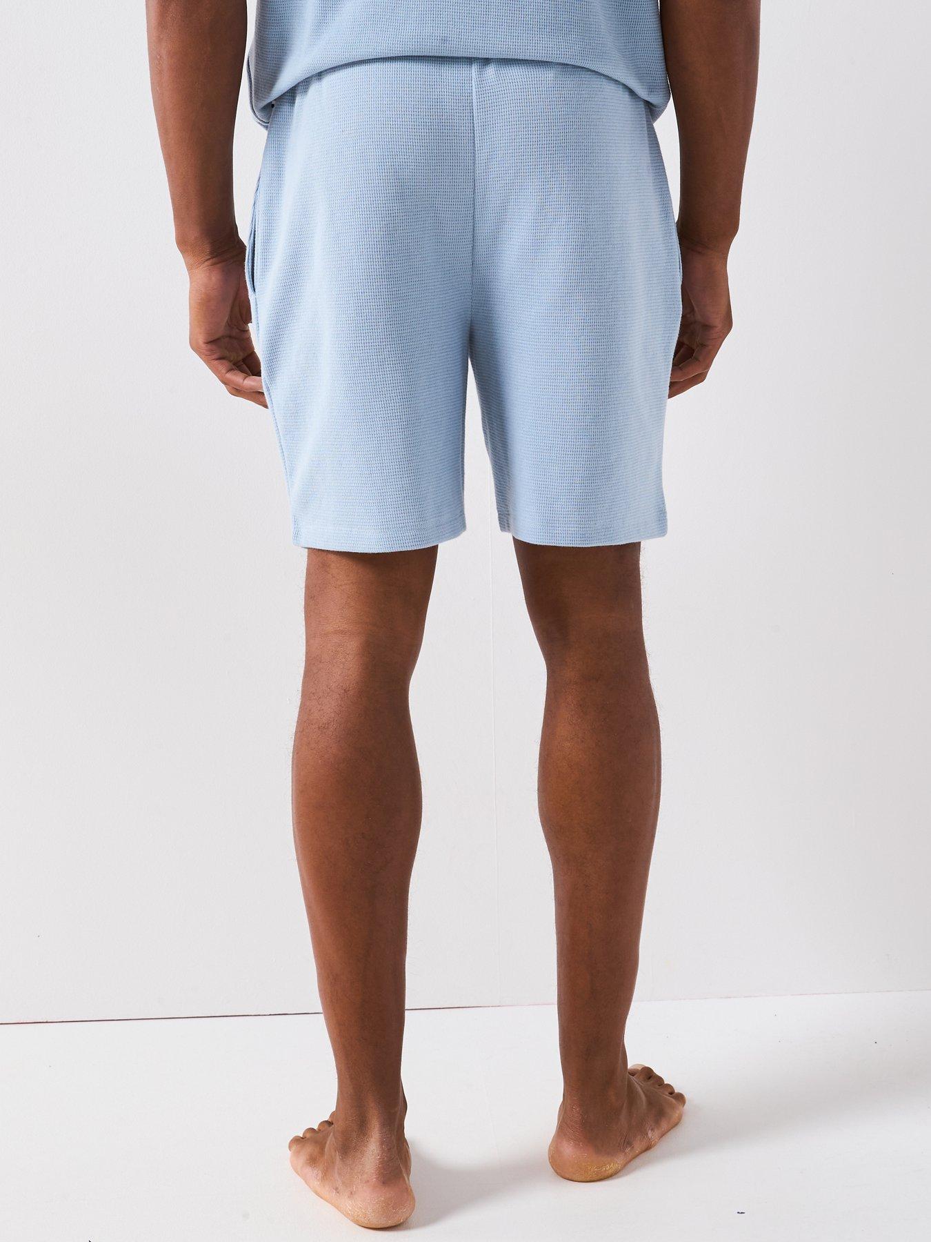 Image 2 of 6 of BOSS Waffle Loungewear Shorts - Light Blue