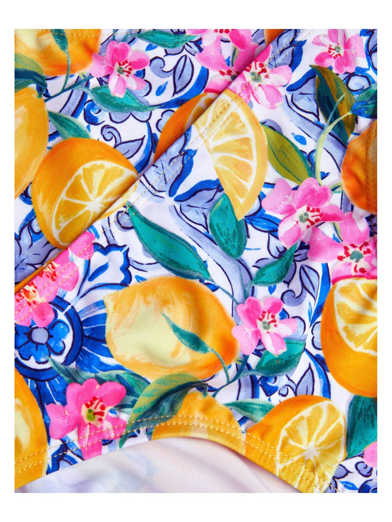 Image 3 of 3 of Monsoon Girls Lemon Print Short Sleeve Bikini Set - Light Yellow