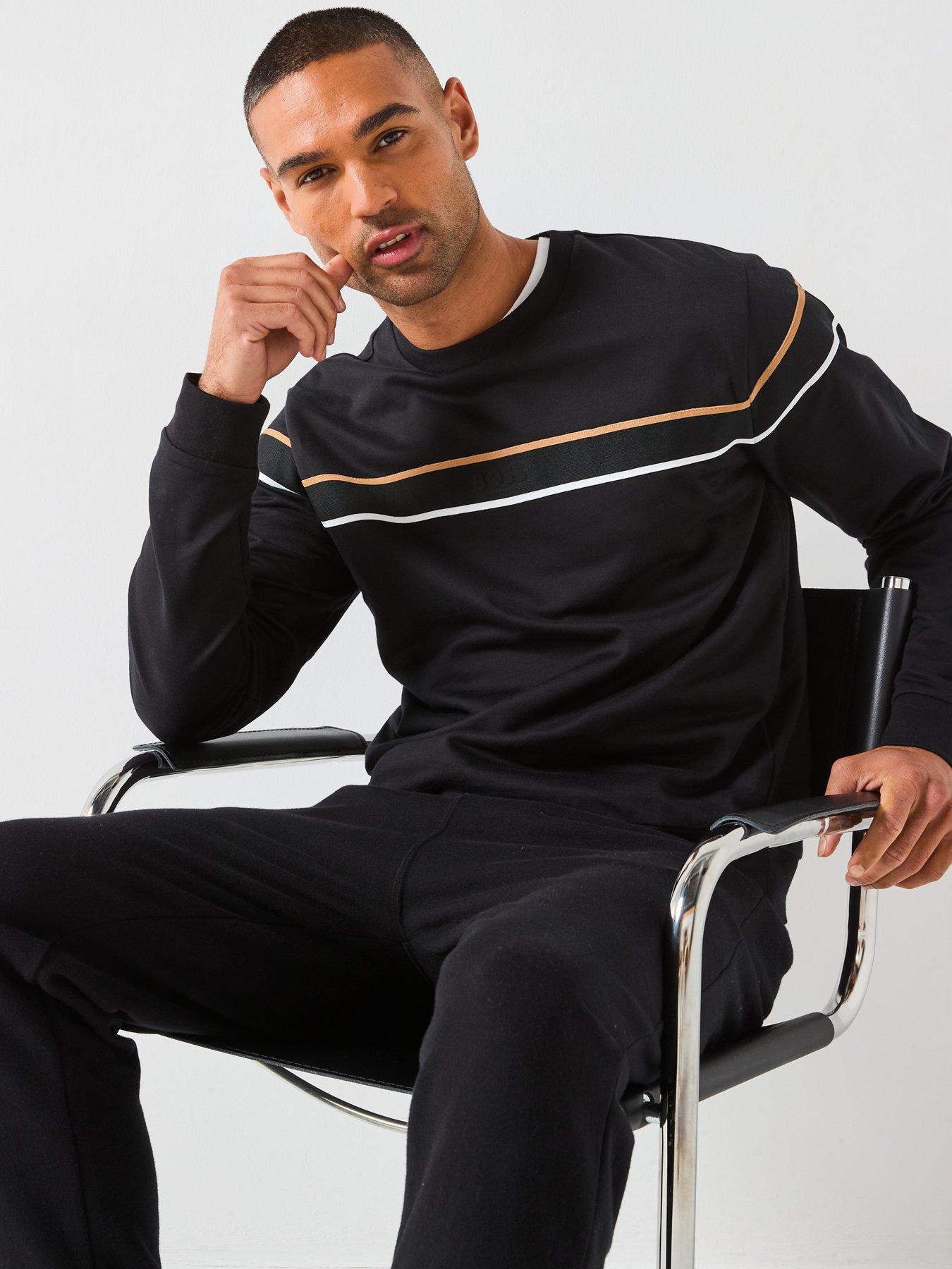 Image 4 of 6 of BOSS Iconic Chest Tape Loungewear Sweat - Black