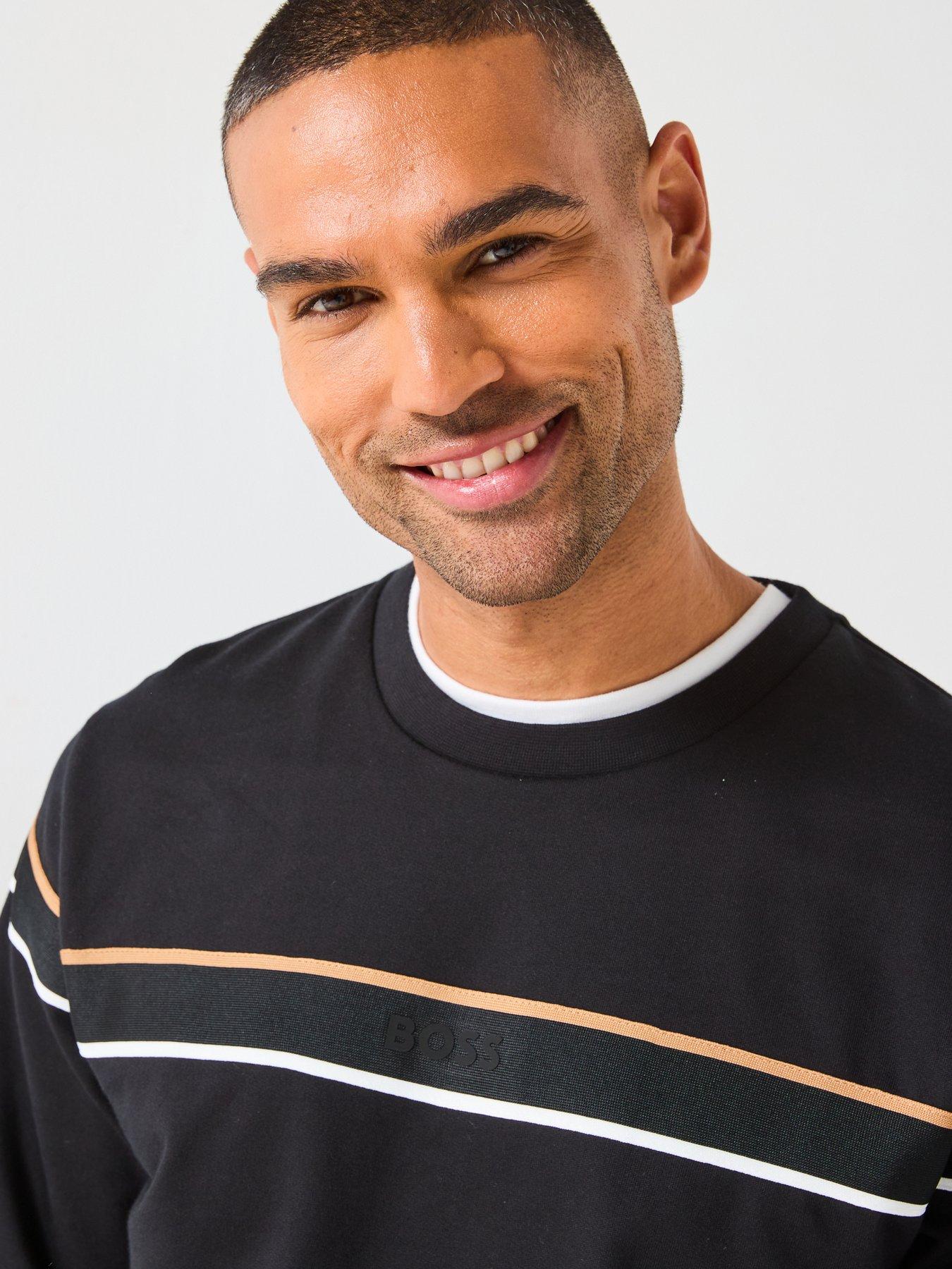 Image 6 of 6 of BOSS Iconic Chest Tape Loungewear Sweat - Black