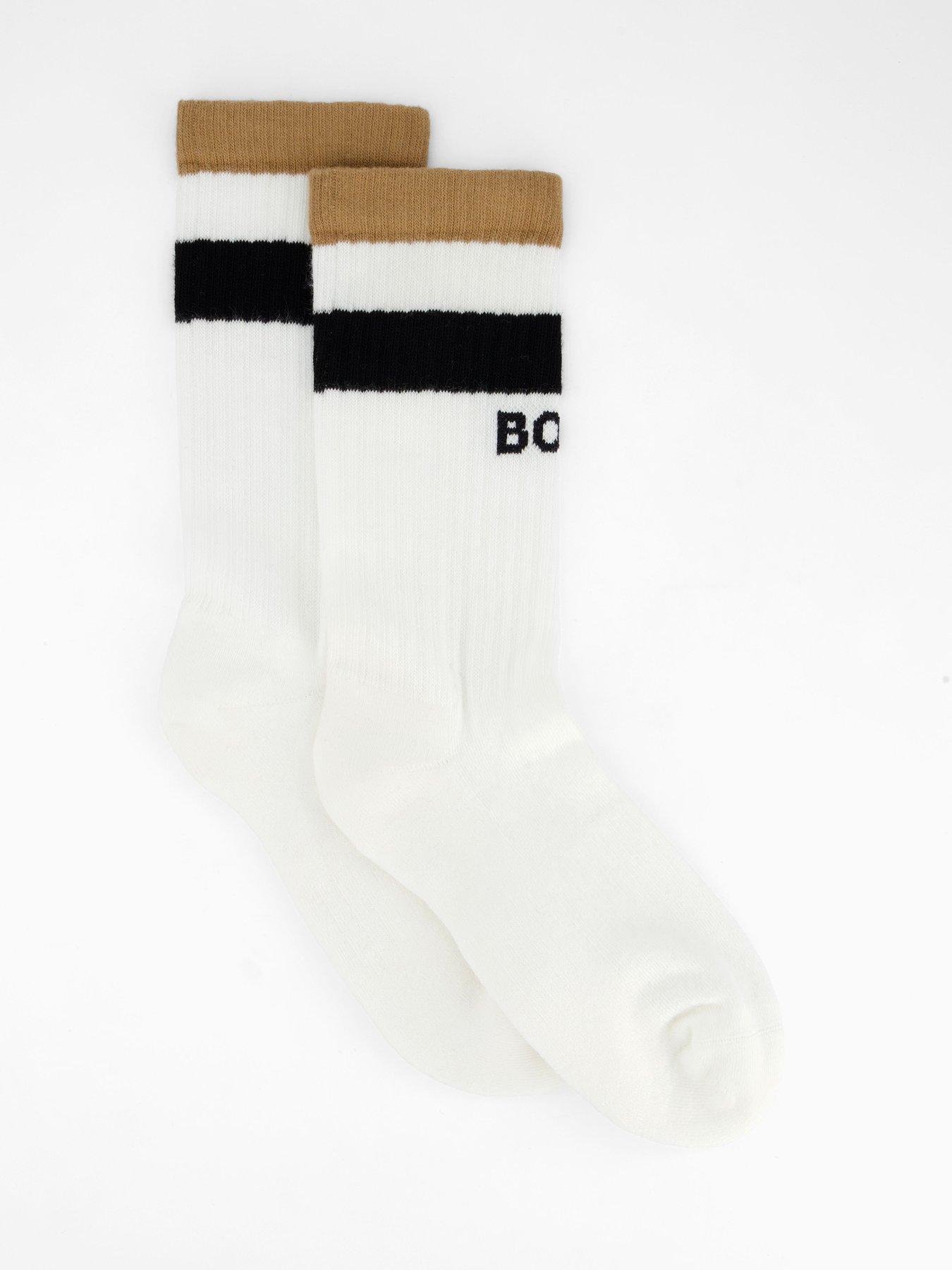 Image 2 of 3 of BOSS 3 Pack Rib Iconic Crew Socks - White