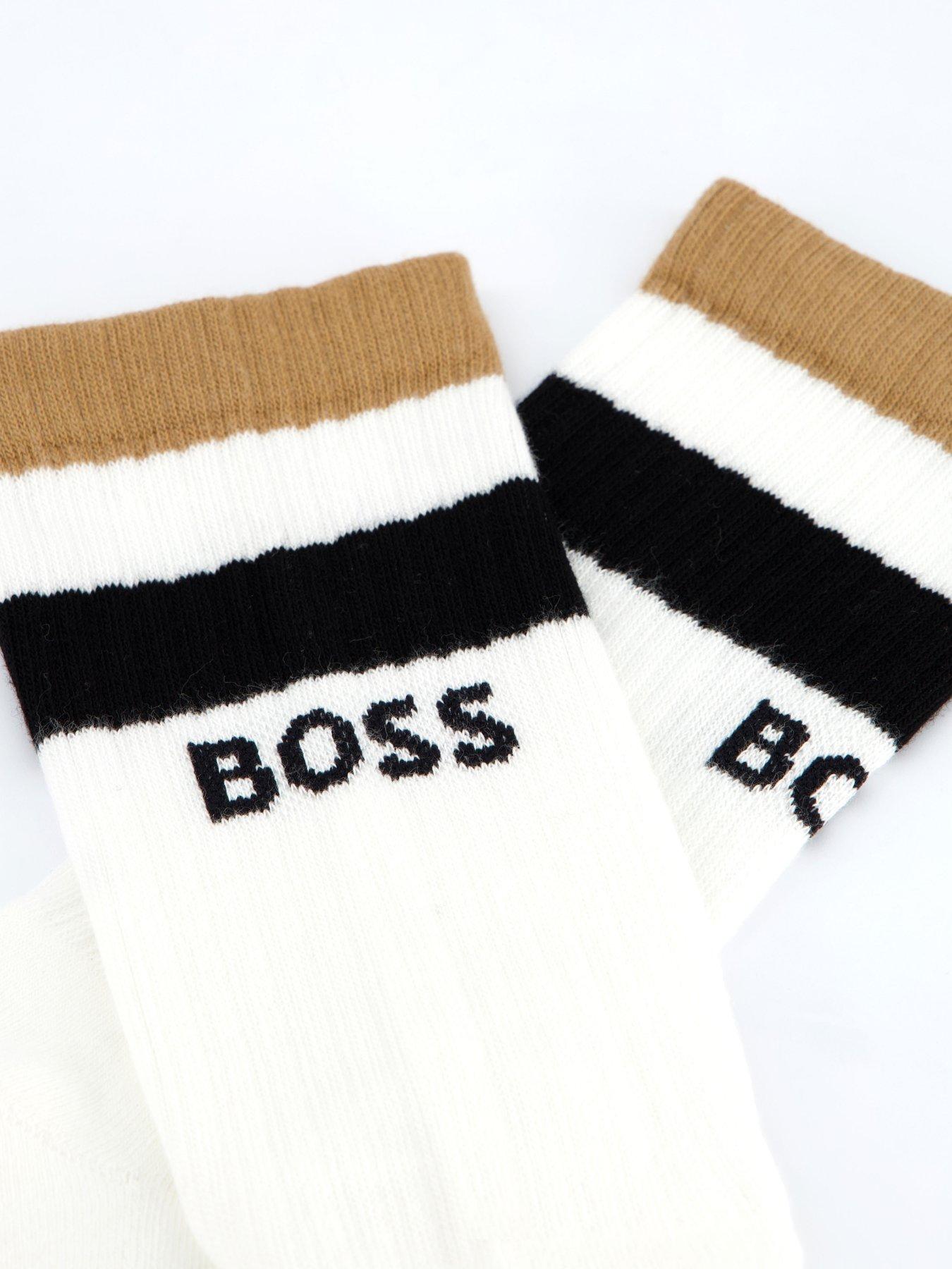 Image 3 of 3 of BOSS 3 Pack Rib Iconic Crew Socks - White