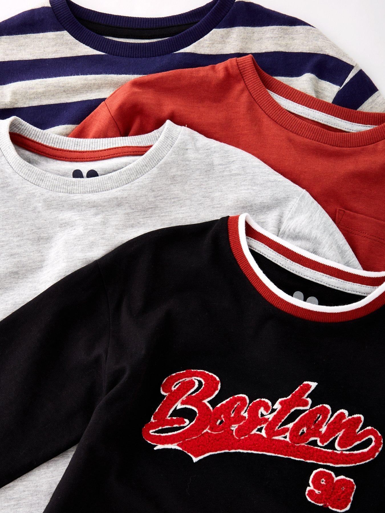 Image 5 of 5 of Mini V by Very Boys 4 Pack Boston Varsity Long Sleeve T-shirts - Multi