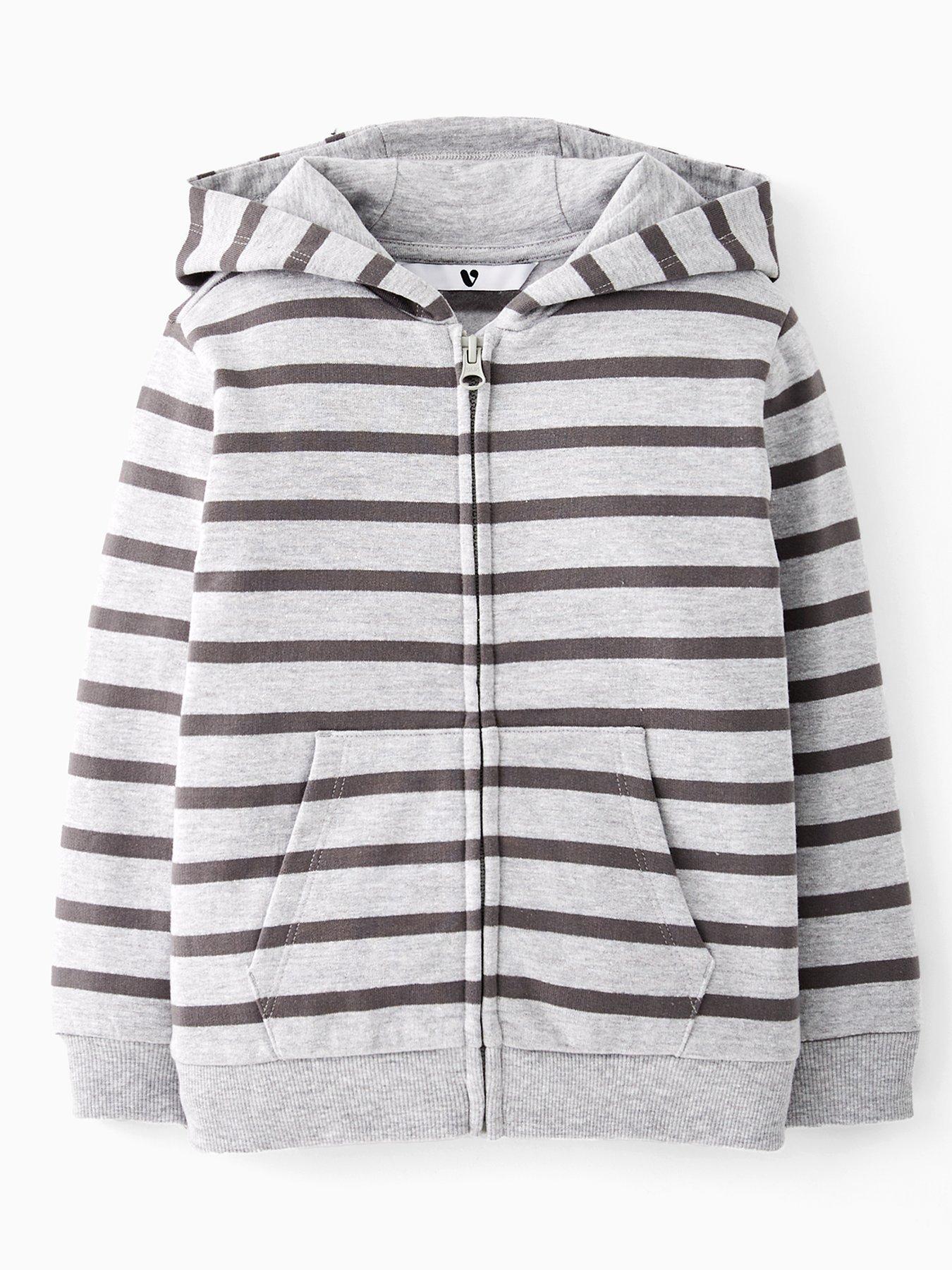 Mini V by Very Boys Strpe Zip Through Hoodie - Navy