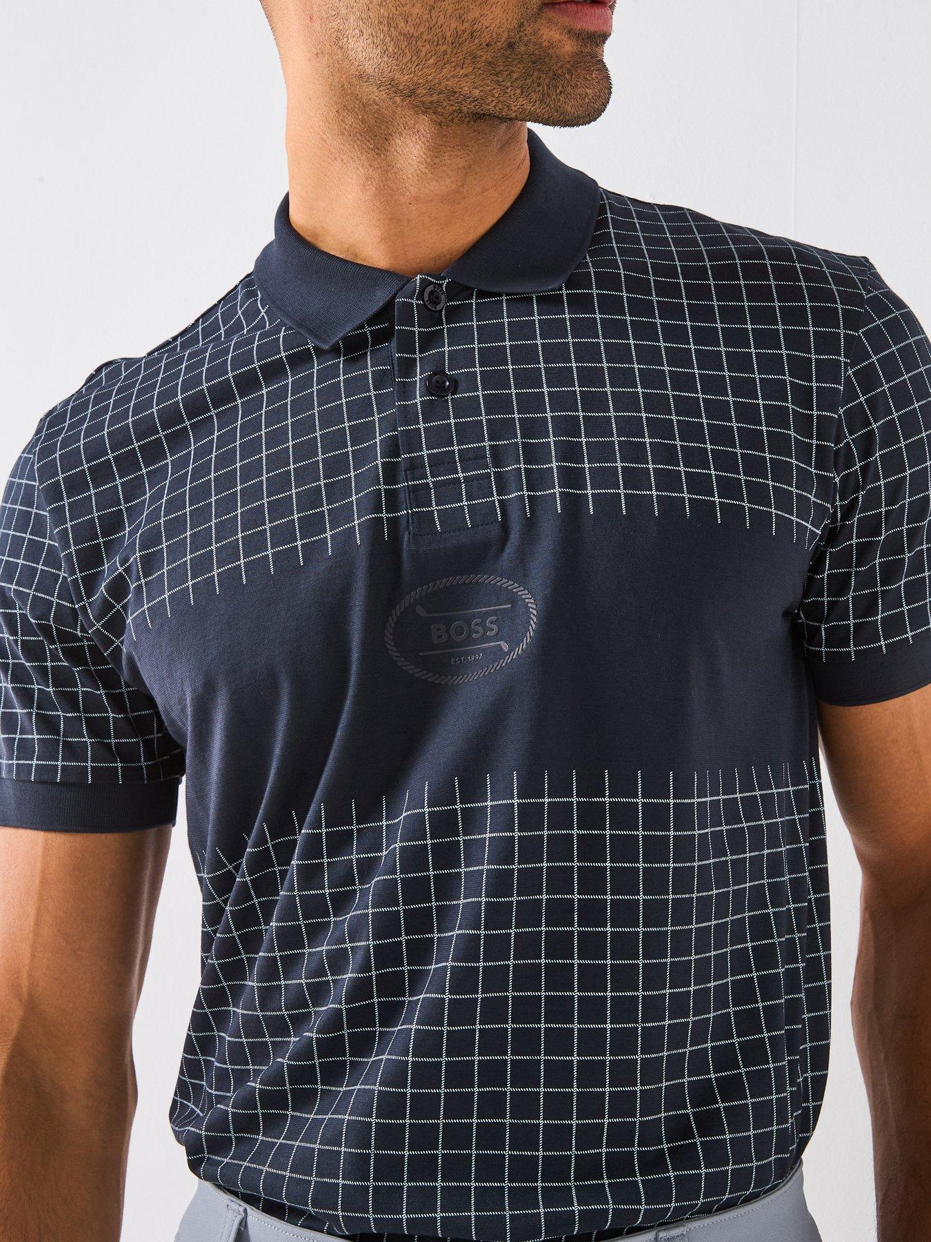 Image 4 of 4 of BOSS Mens Golf Check Polo - Navy