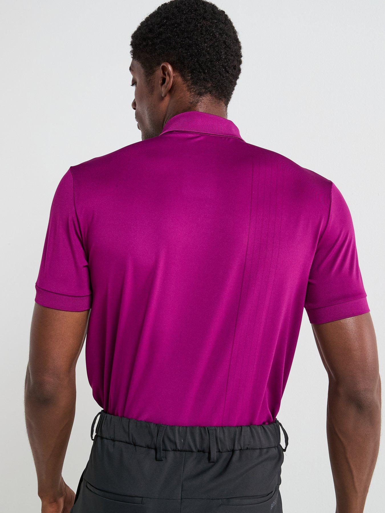 Image 2 of 4 of BOSS Mens Golf Check Polo - Purple