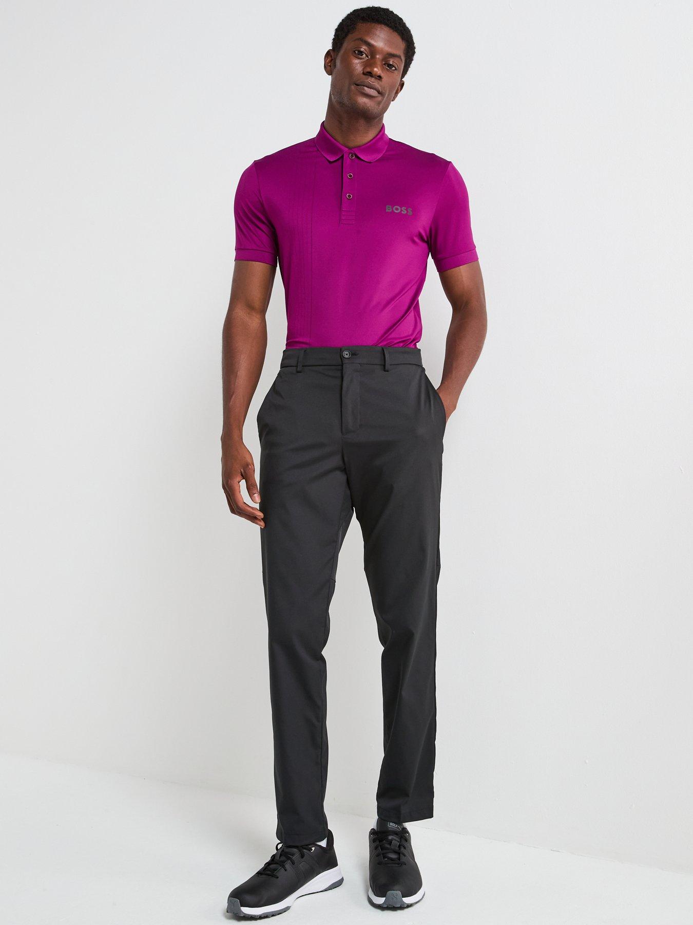 Image 3 of 4 of BOSS Mens Golf Check Polo - Purple