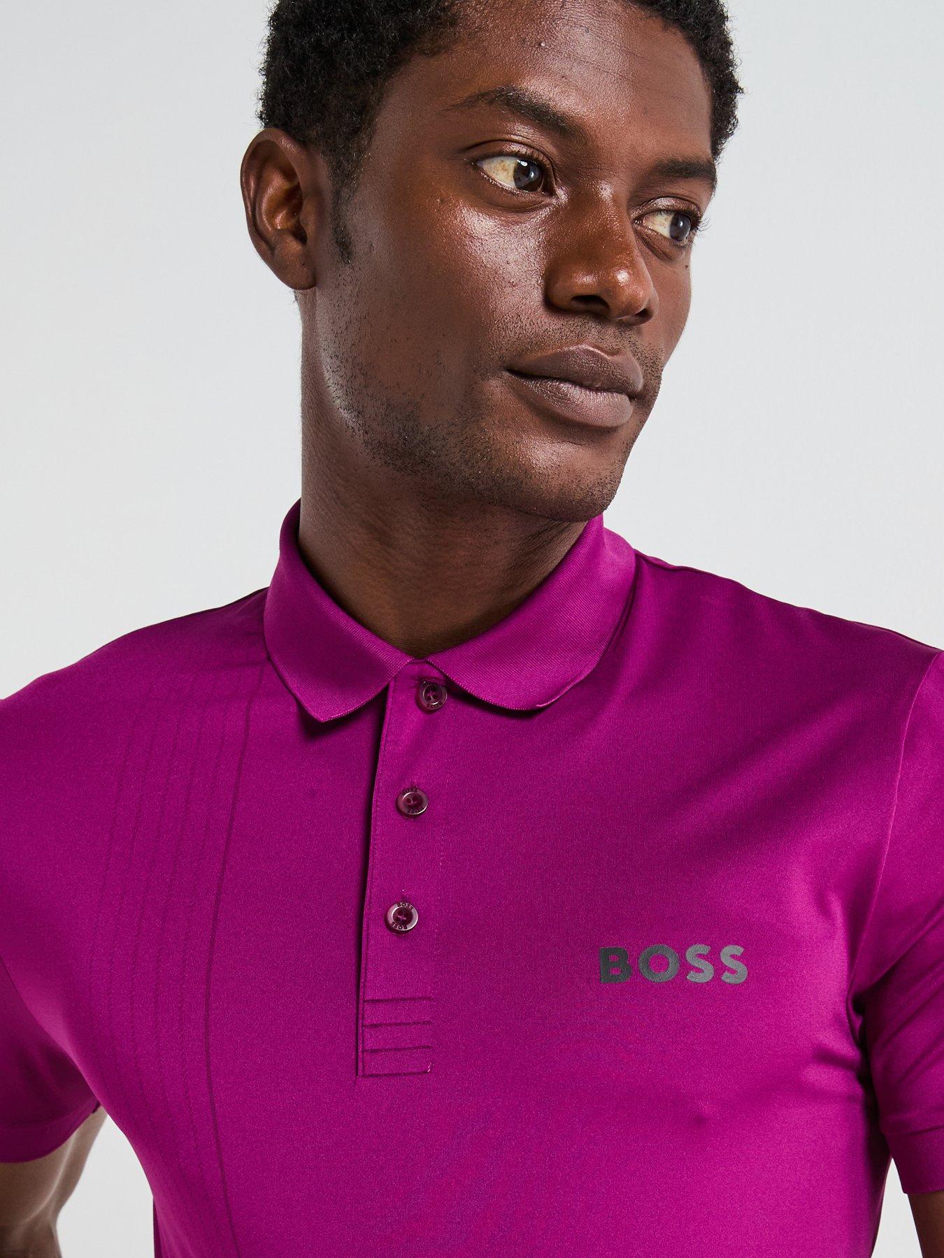 Image 4 of 4 of BOSS Mens Golf Check Polo - Purple