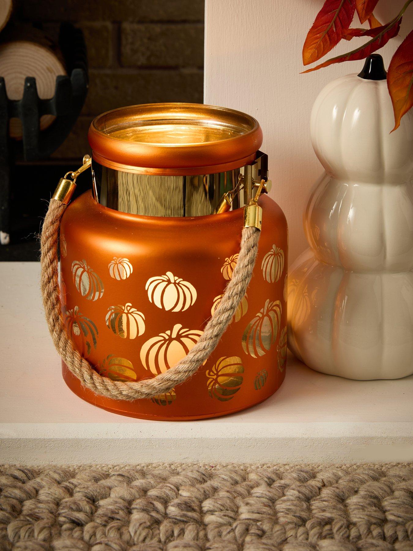 Smart Autumn Pumpkin Glass Lantern Halloween Decoration