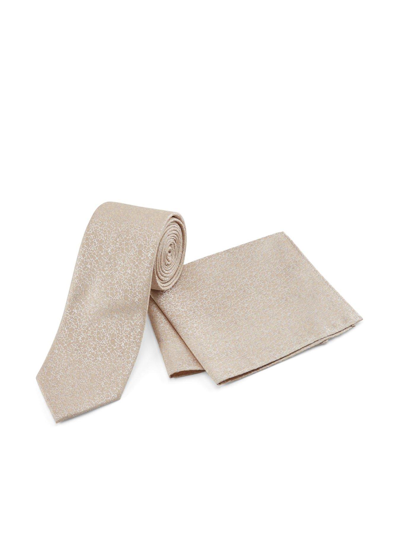 skopes-taupe-mosaic-tie-and-pocket-square-set-beige