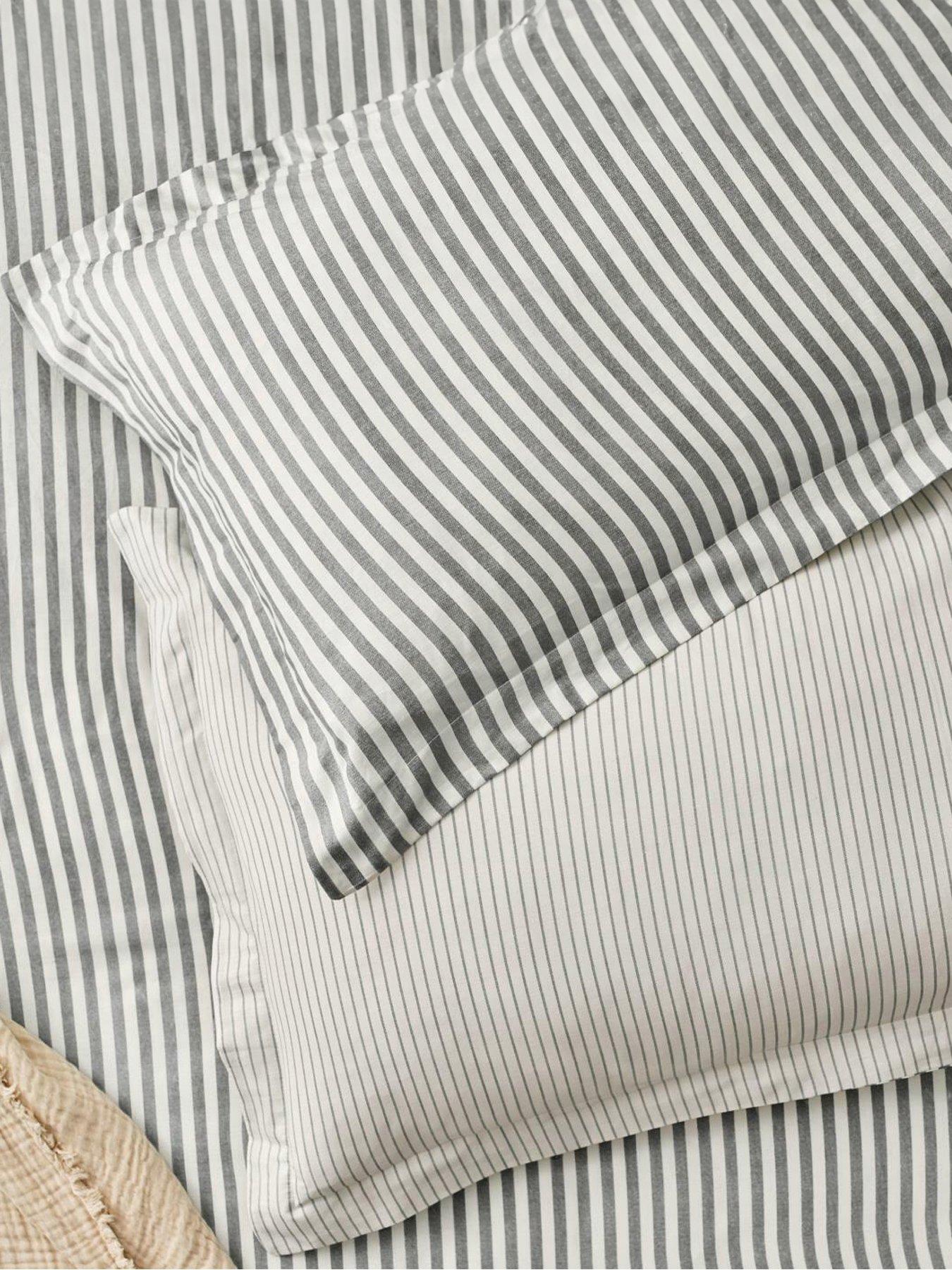 Image 1 of 2 of Yard Hebden Stripe 100% Cotton Fitted Sheets or Pillowcases - Grey