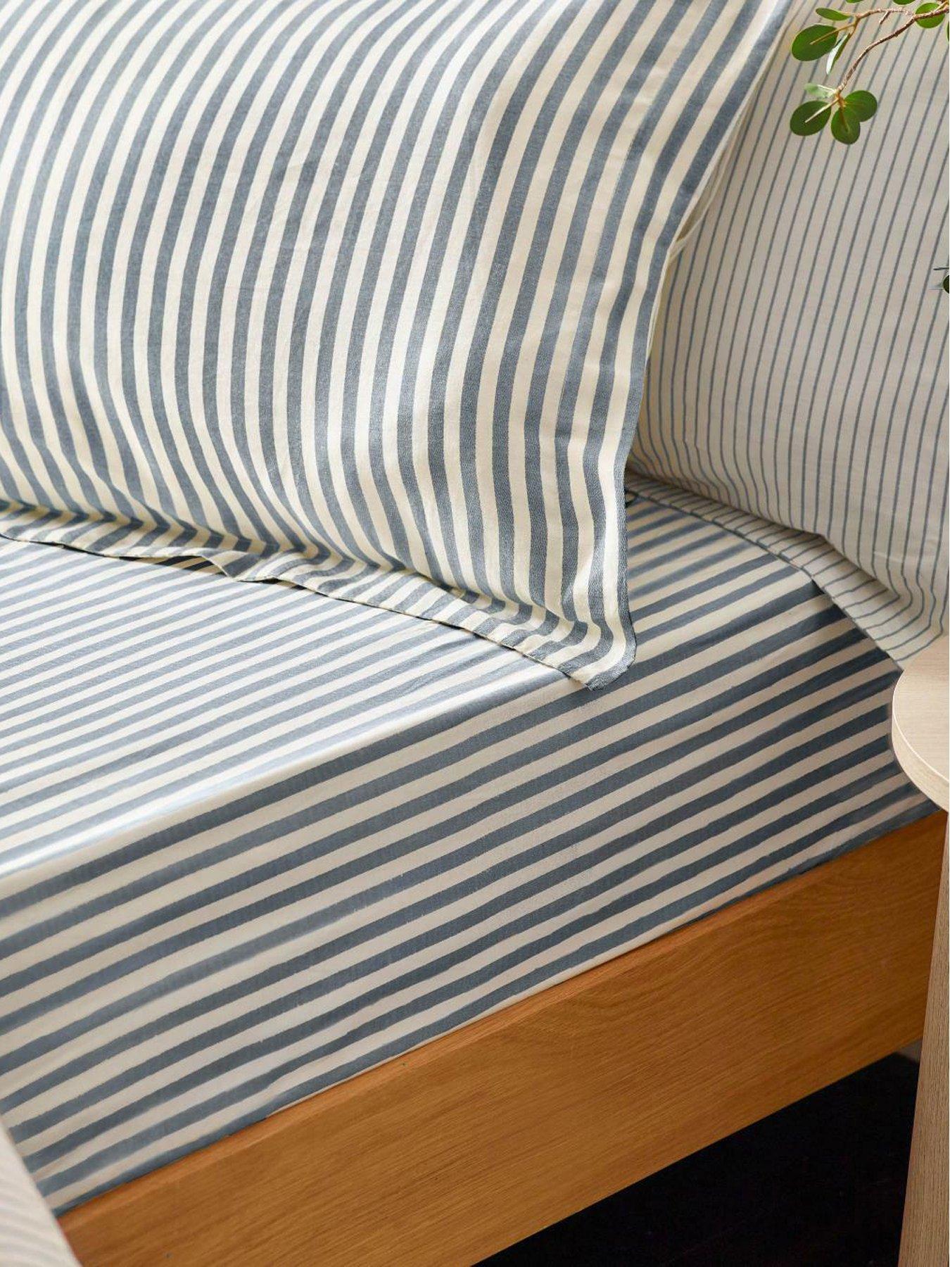 yard-hebden-stripe-100-cotton-fitted-sheets-or-pillowcases-navy