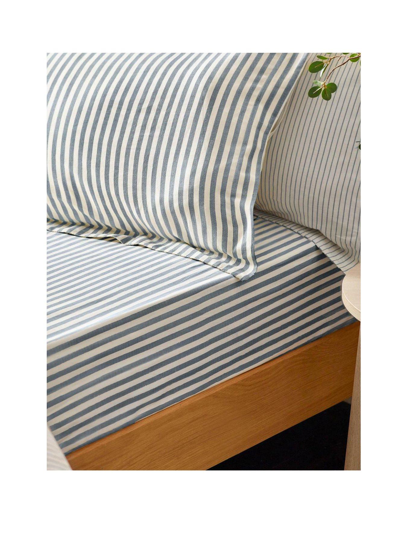Image 2 of 2 of Yard Hebden Stripe 100% Cotton Fitted Sheets or Pillowcases - Navy