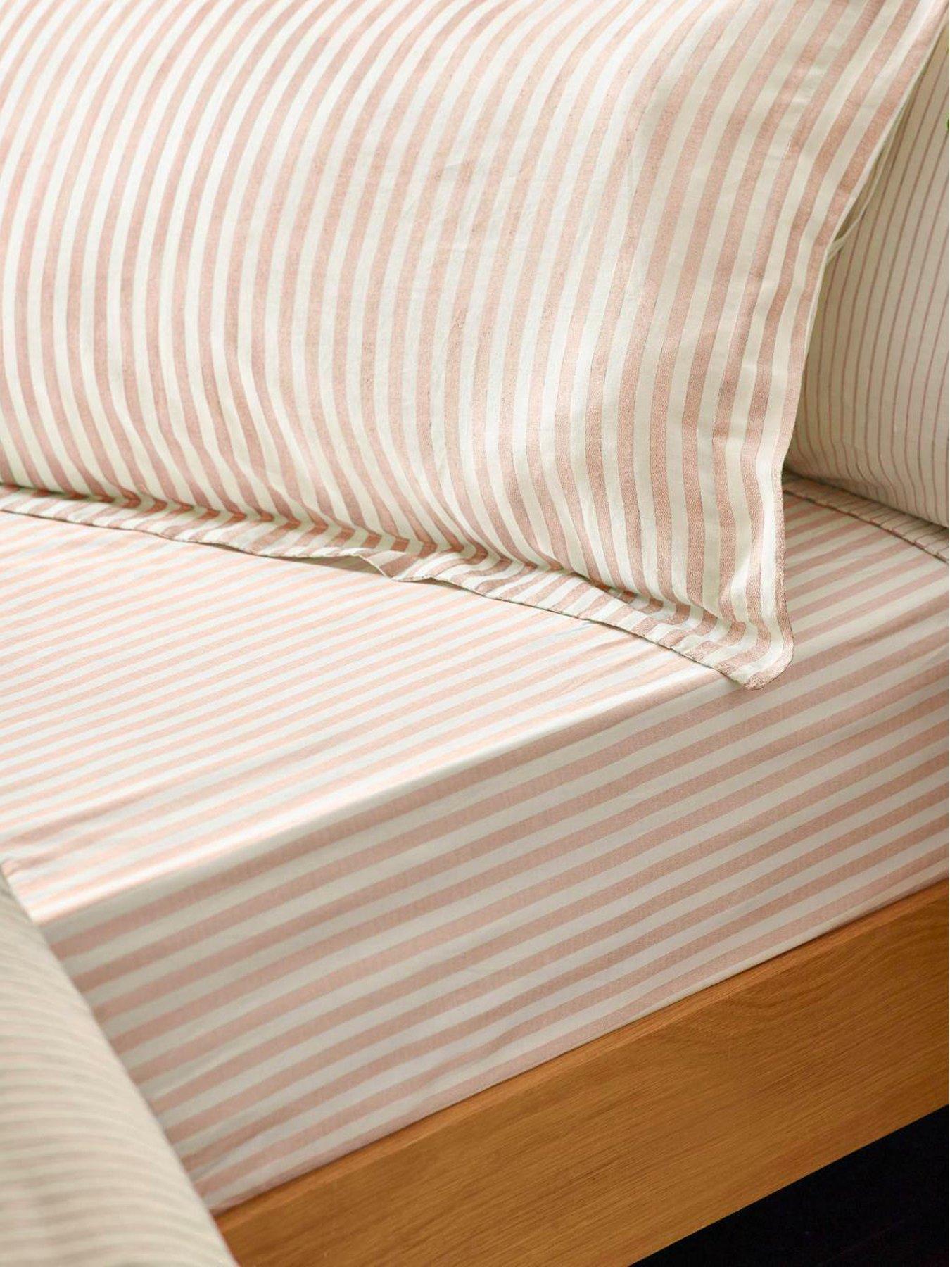 yard-hebden-stripe-100-cotton-fitted-sheets-or-pillowcases-blush