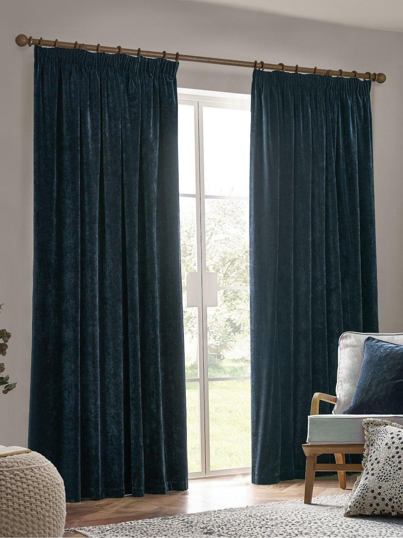 undefined Heavy Chenille Pencil Pleat Curtains