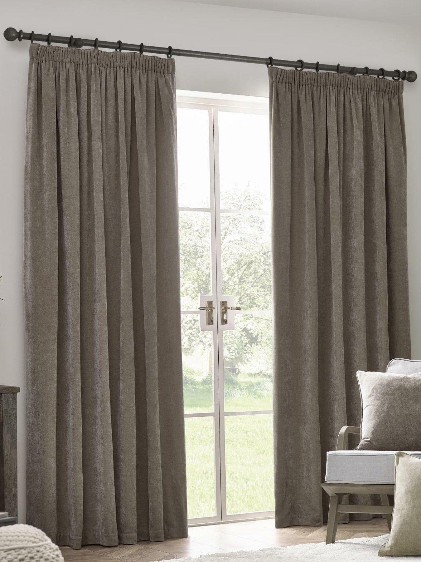 undefined Heavy Chenille Pencil Pleat Curtains