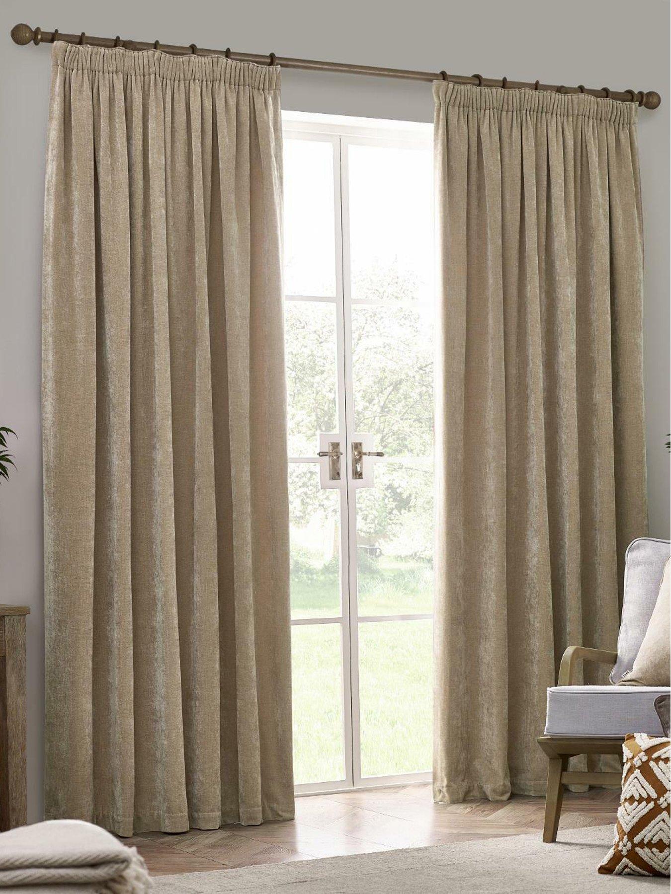 undefined Heavy Chenille Pencil Pleat Curtains