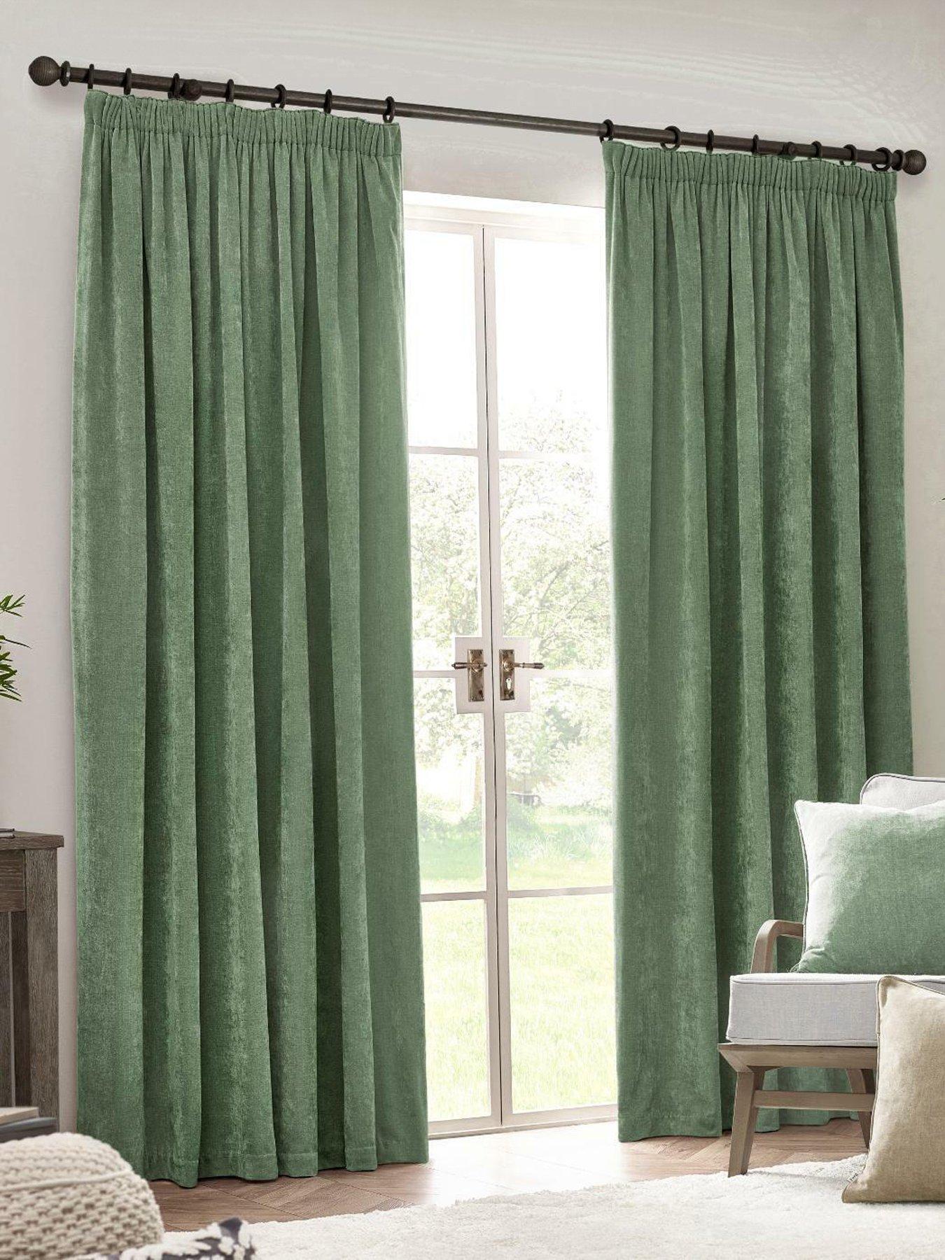 undefined Heavy Chenille Pencil Pleat Curtains