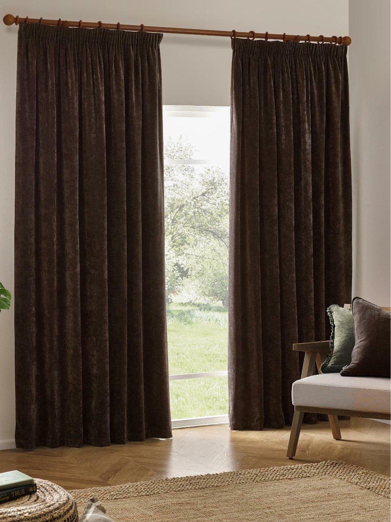 undefined Heavy Chenille Pencil Pleat Curtains