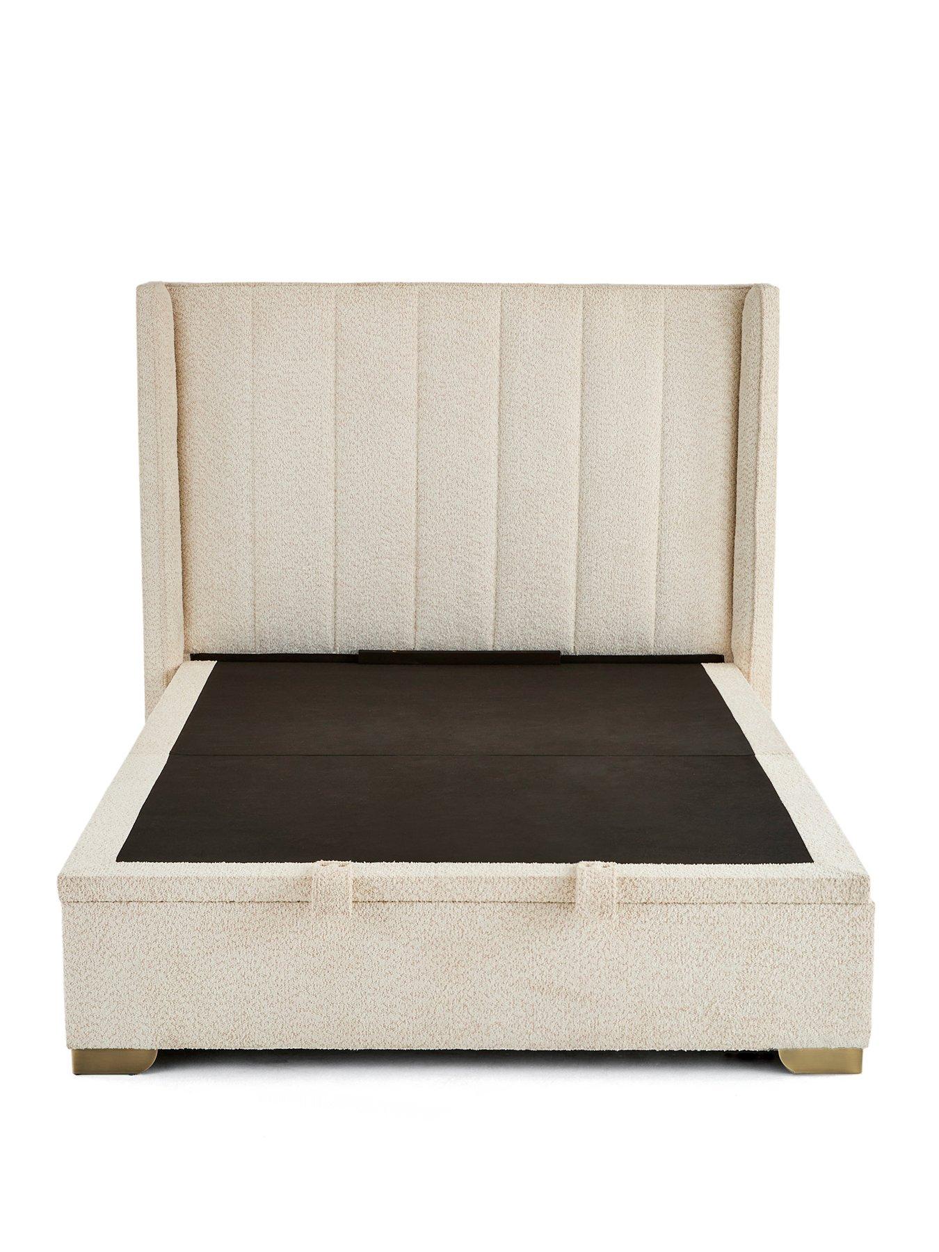 Image 2 of 7 of The Very Collection New Dakota Boucle End Lift Up Storage Ottoman Bed with Mattress Options (Buy &amp; SAVE!) - Natural