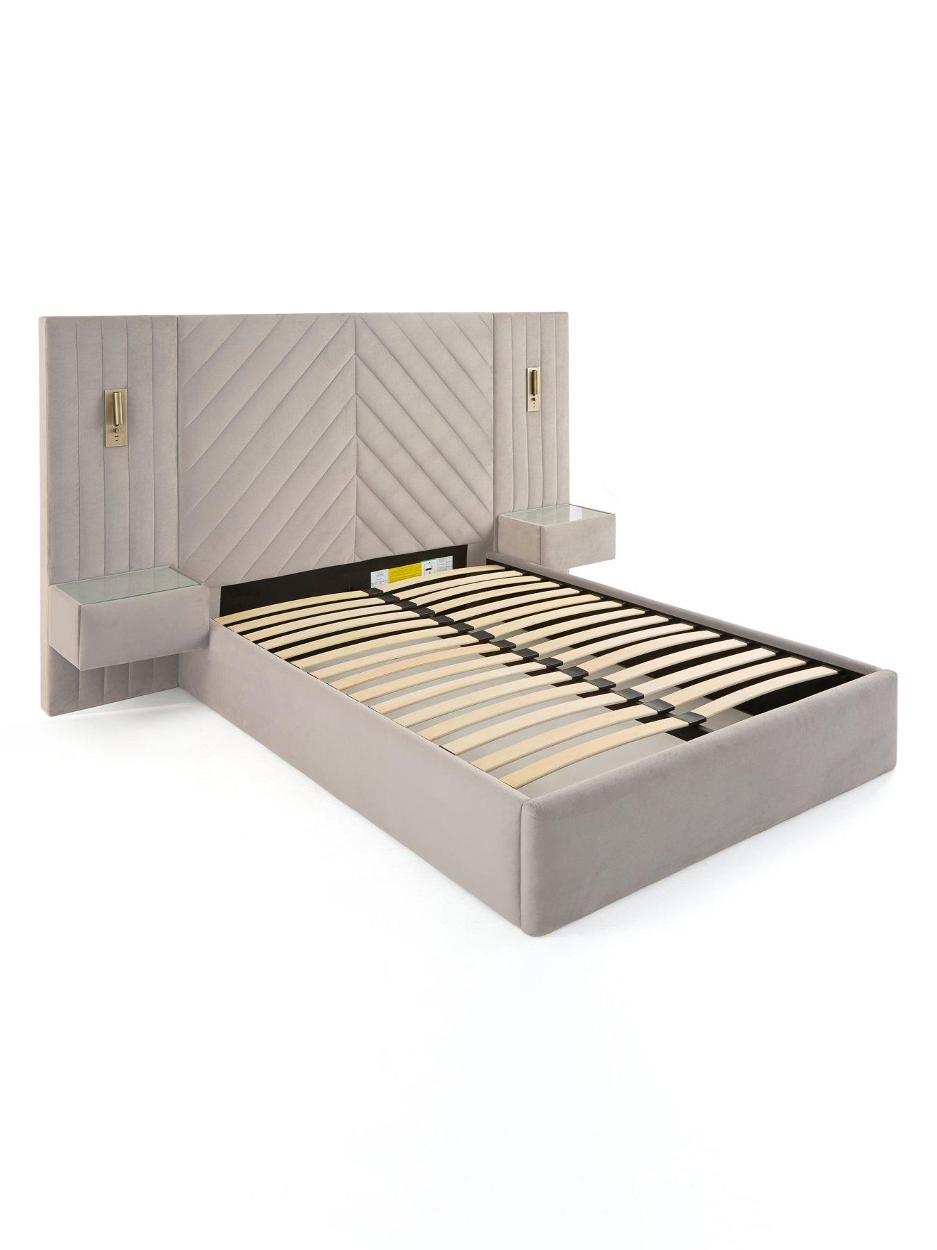 Image 3 of 7 of The Very Collection Torrance Bed with Built-In Side Tables and Lights