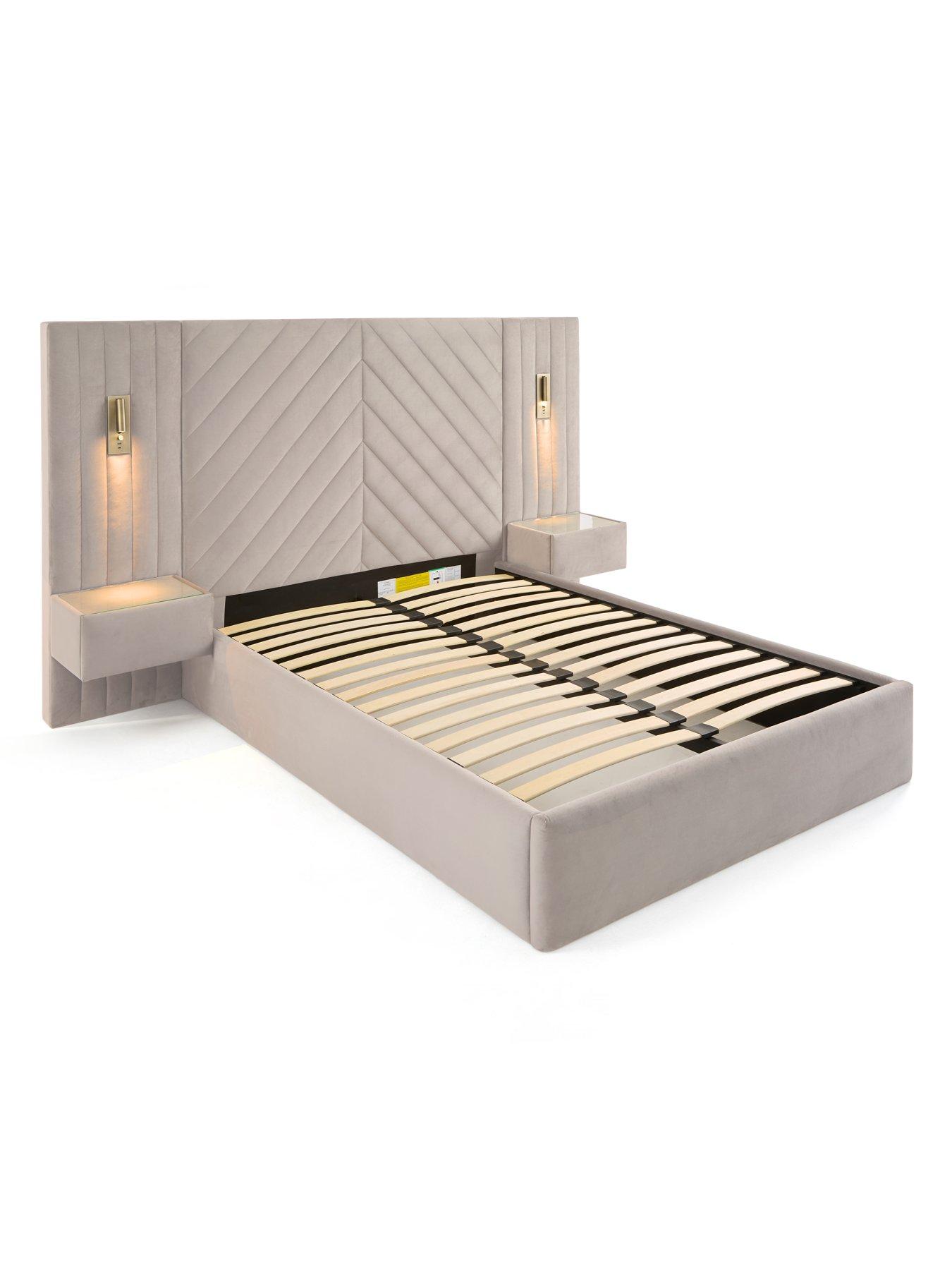 Image 4 of 7 of The Very Collection Torrance Bed with Built-In Side Tables and Lights