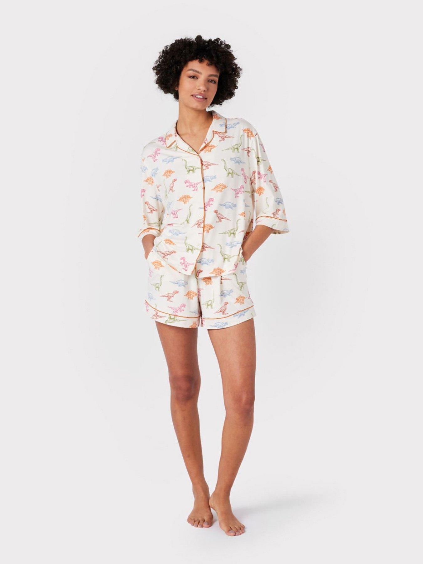 chelsea-peers-dinosaur-print-short-pyjama-set
